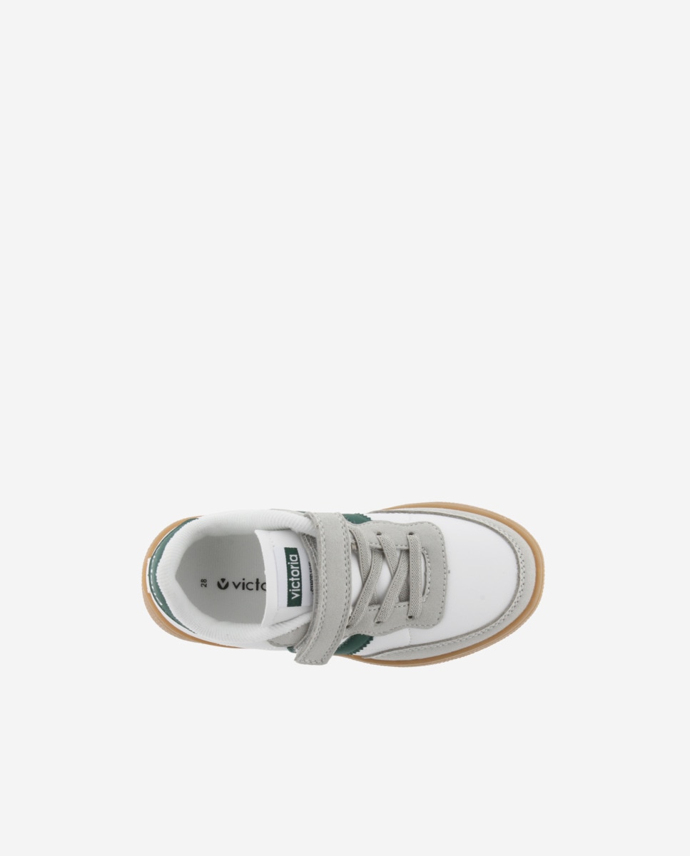 Zapatillas deportivas de niños con piezas de color y suela caramelo - Victoria - Verde Verde-4