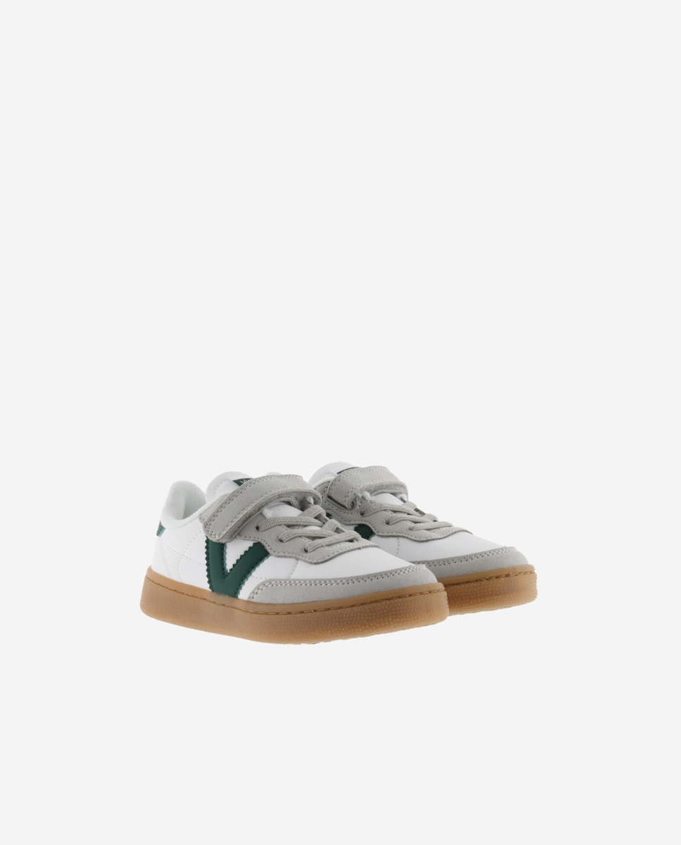 Zapatillas deportivas de niños con piezas de color y suela caramelo - Victoria - Verde Verde-5
