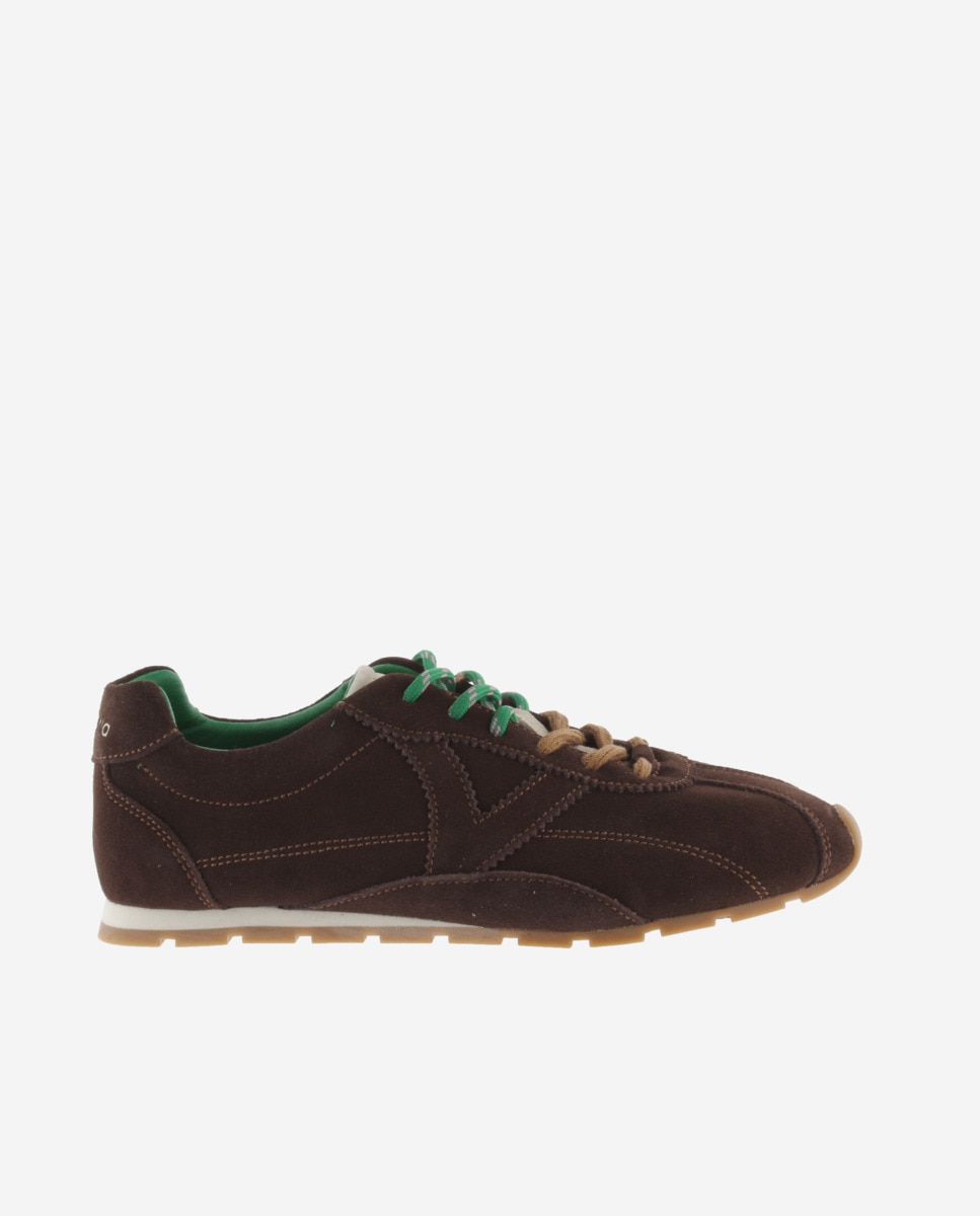 Zapatillas de serraje de mujer con puntera retro y doble cordón - Victoria - Moka Moka-1