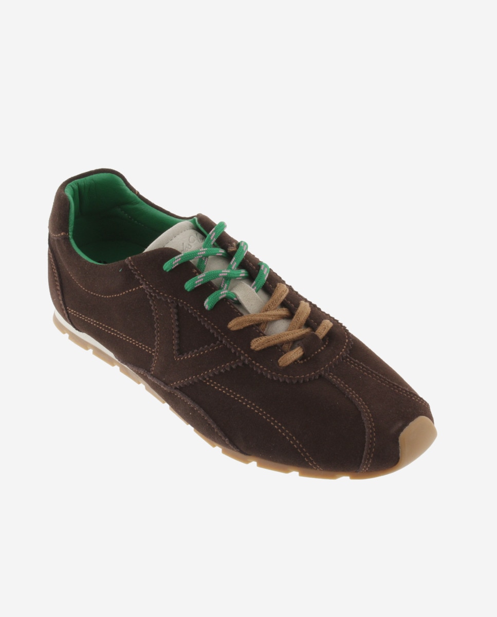 Zapatillas de serraje de mujer con puntera retro y doble cordón - Victoria - Moka Moka-3