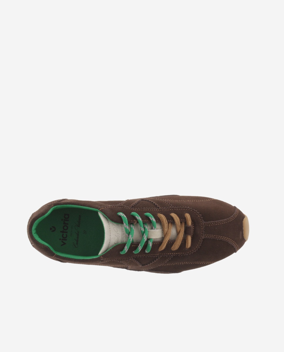 Zapatillas de serraje de mujer con puntera retro y doble cordón - Victoria - Moka Moka-4