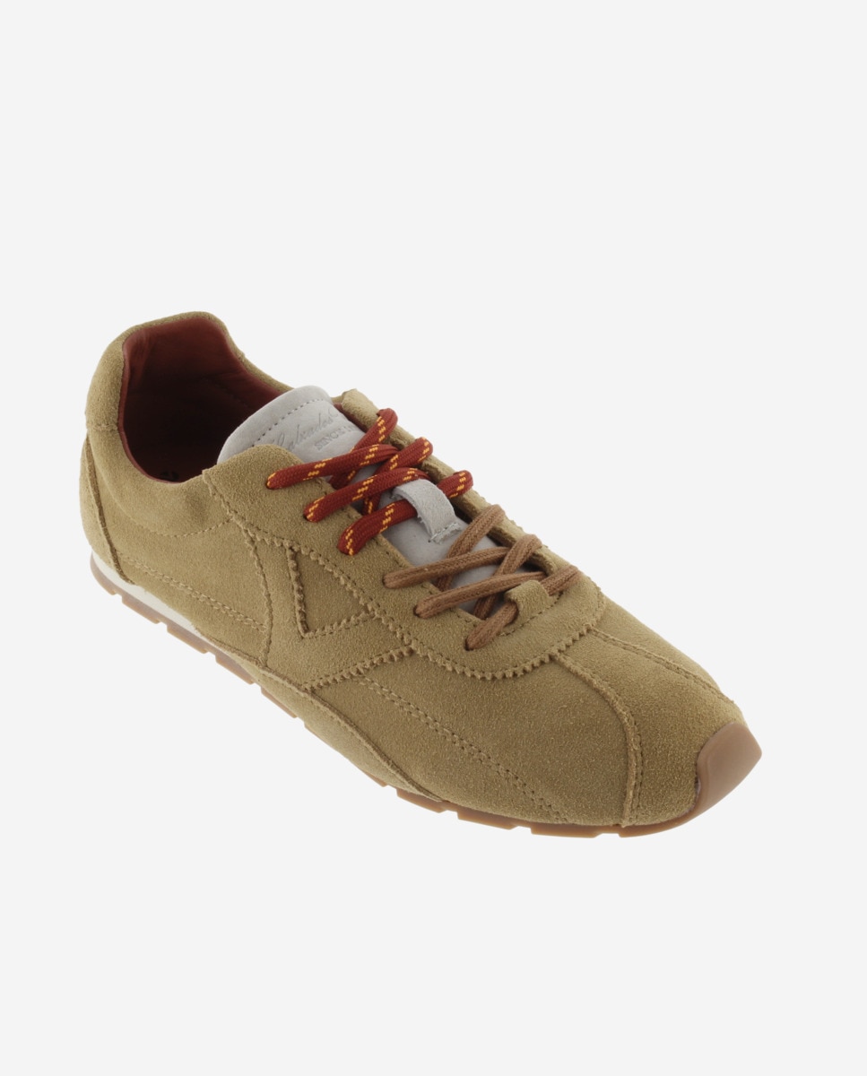Zapatillas de serraje de mujer con puntera retro y doble cordón - Victoria - Camel Camel-3