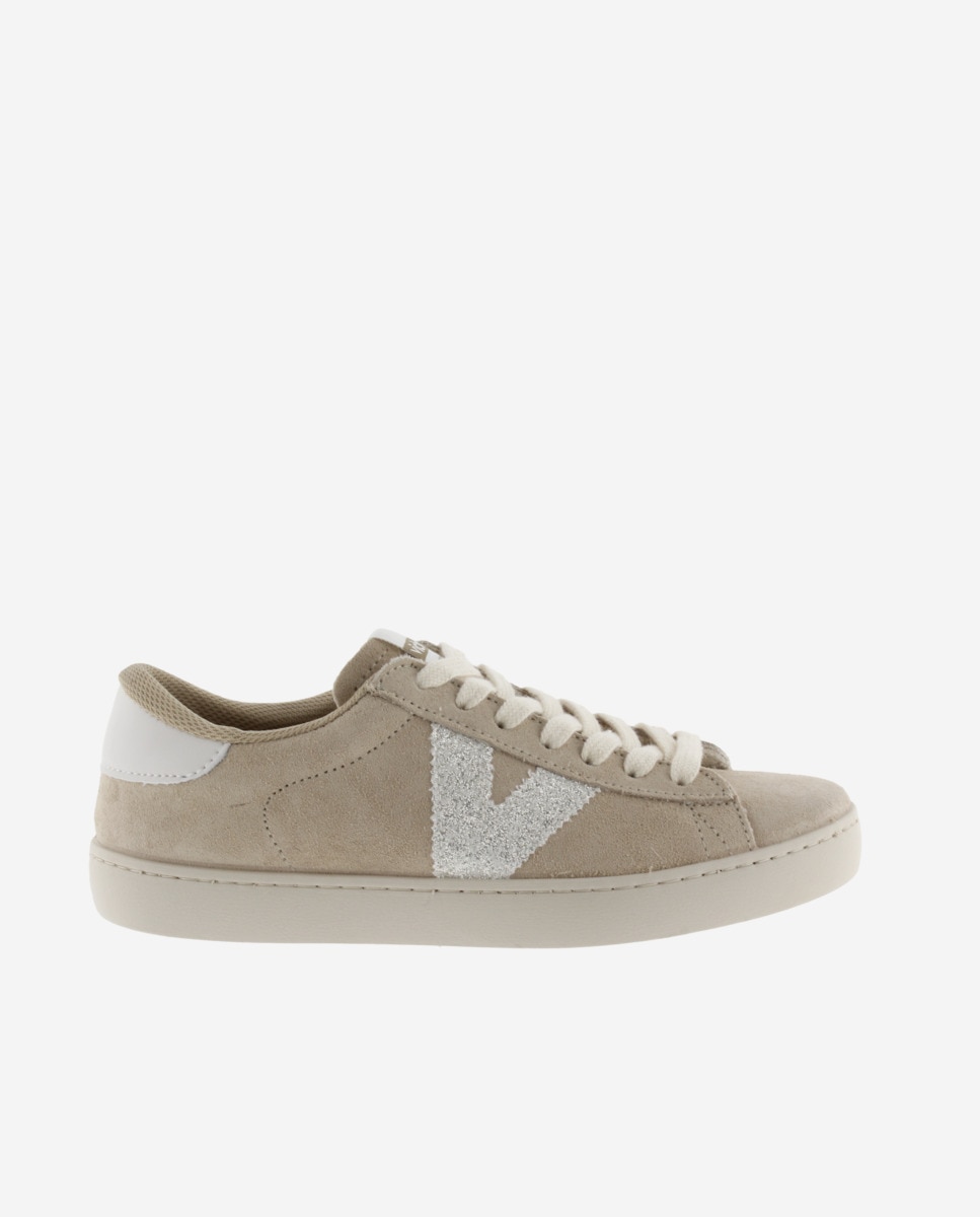 Victoria - Zapatillas deportivas de mujer de serraje con piezas de glitter.