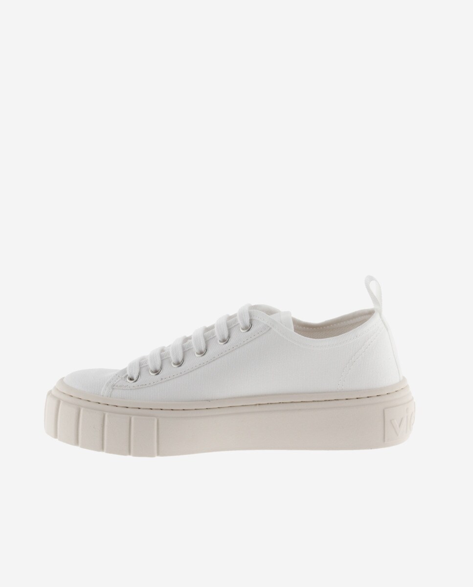 Lona Blanca Zapatillas Lona Puntera Goma Mujer Bamba De Lona Con - Main Image