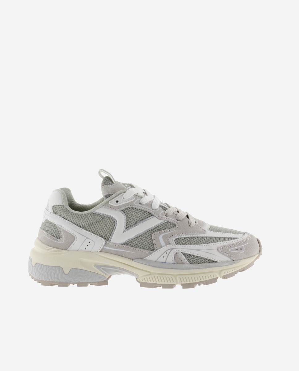 Victoria - Zapatillas deportivas de mujer de malla con piezas de piel y serraje.