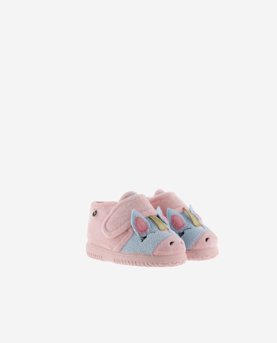 Imagen 5 de Zapatillas de casa cerradas de bebés de pelo animalitos con tira adherente y suela al tono - Rosa claro Rosa claro