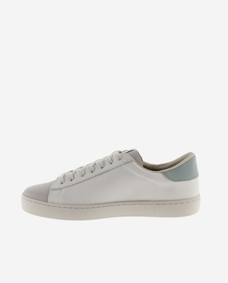 Zapatillas deportivas unisex de piel con piezas de color y puntera de serraje - Victoria - Verde grisáceo Verde grisáceo-2