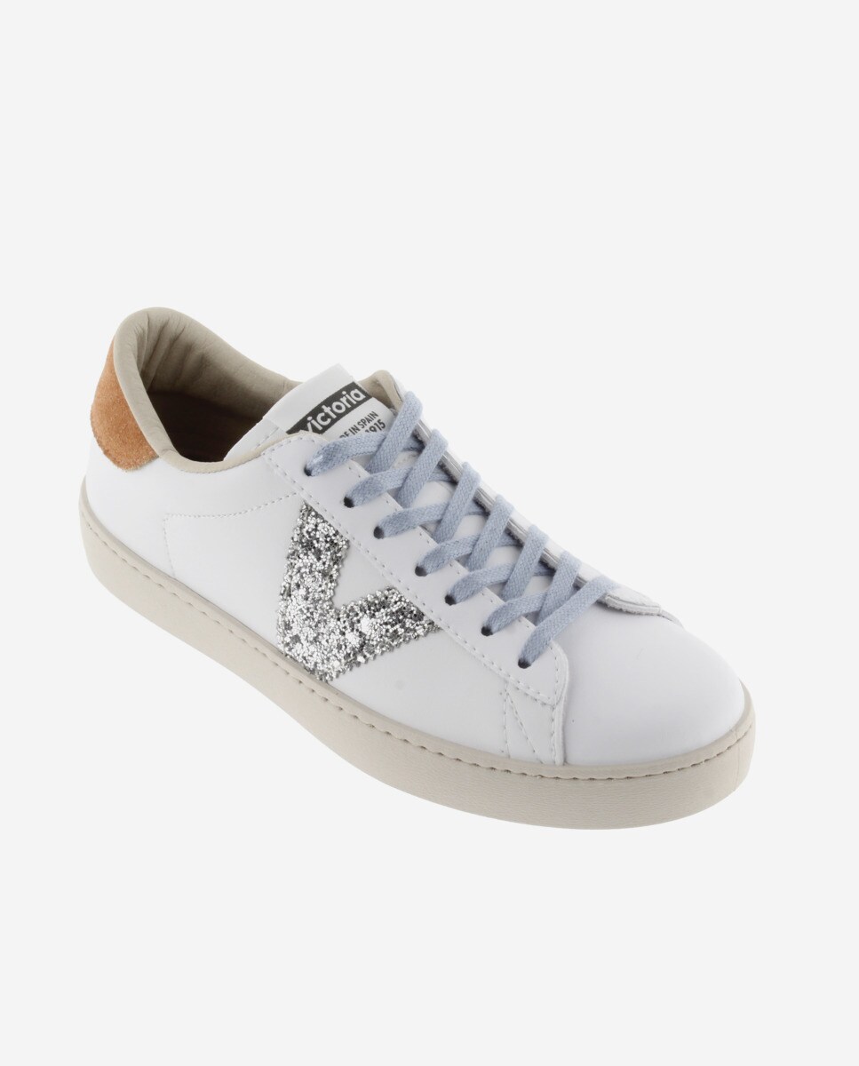 Zapatillas deportivas de mujer con logotipo de glitter y trasera