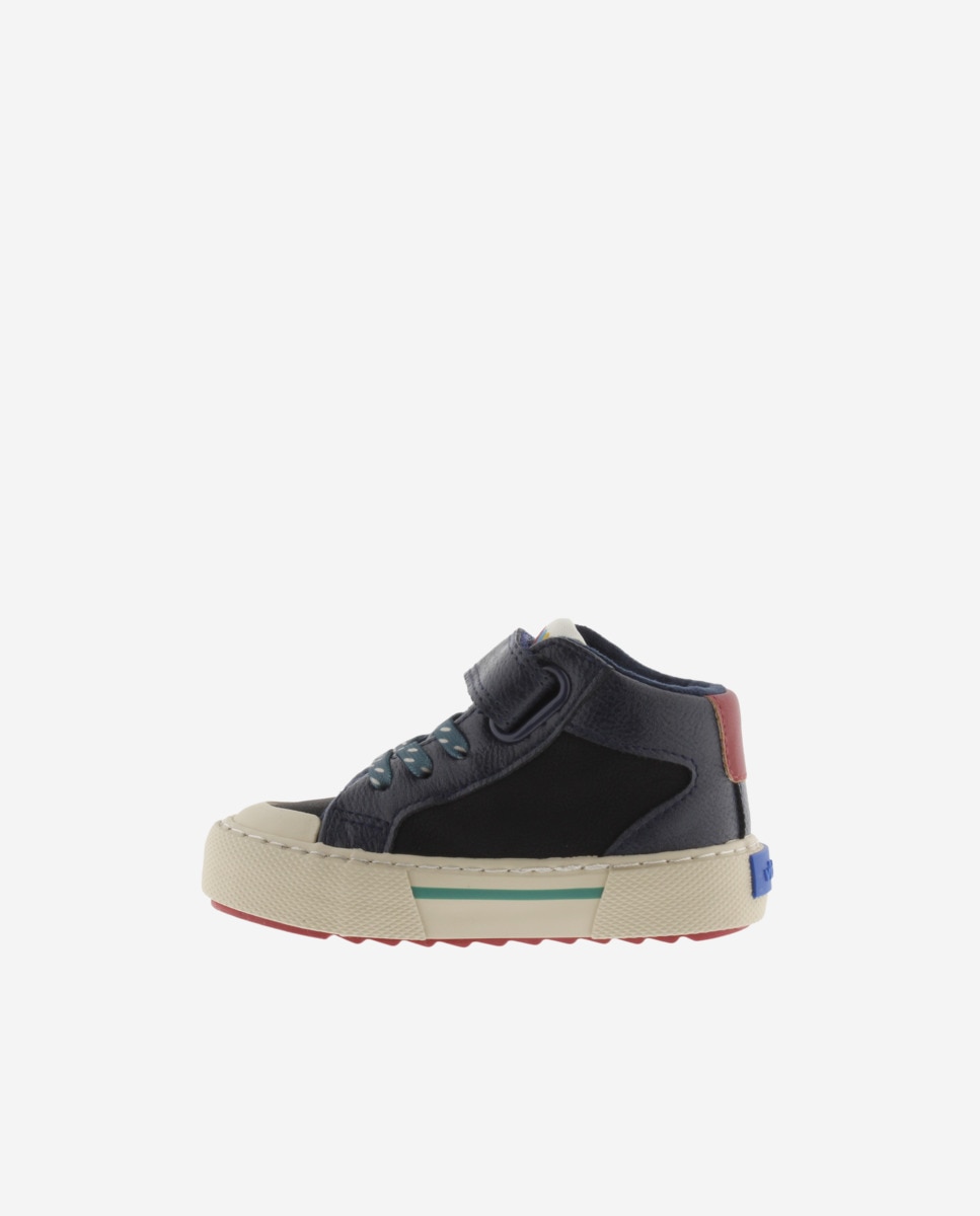 Zapatillas altas de niño con piezas de color y tira adherente - Victoria - Azul marino Azul marino-3