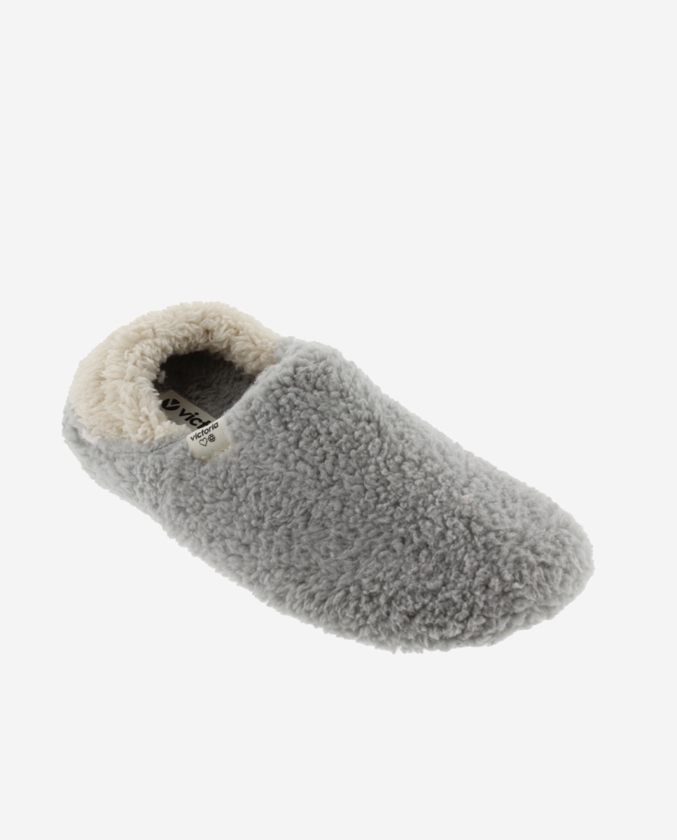 Zapatillas de casa cerradas de mujer de borreguito - Victoria - Gris Gris-3