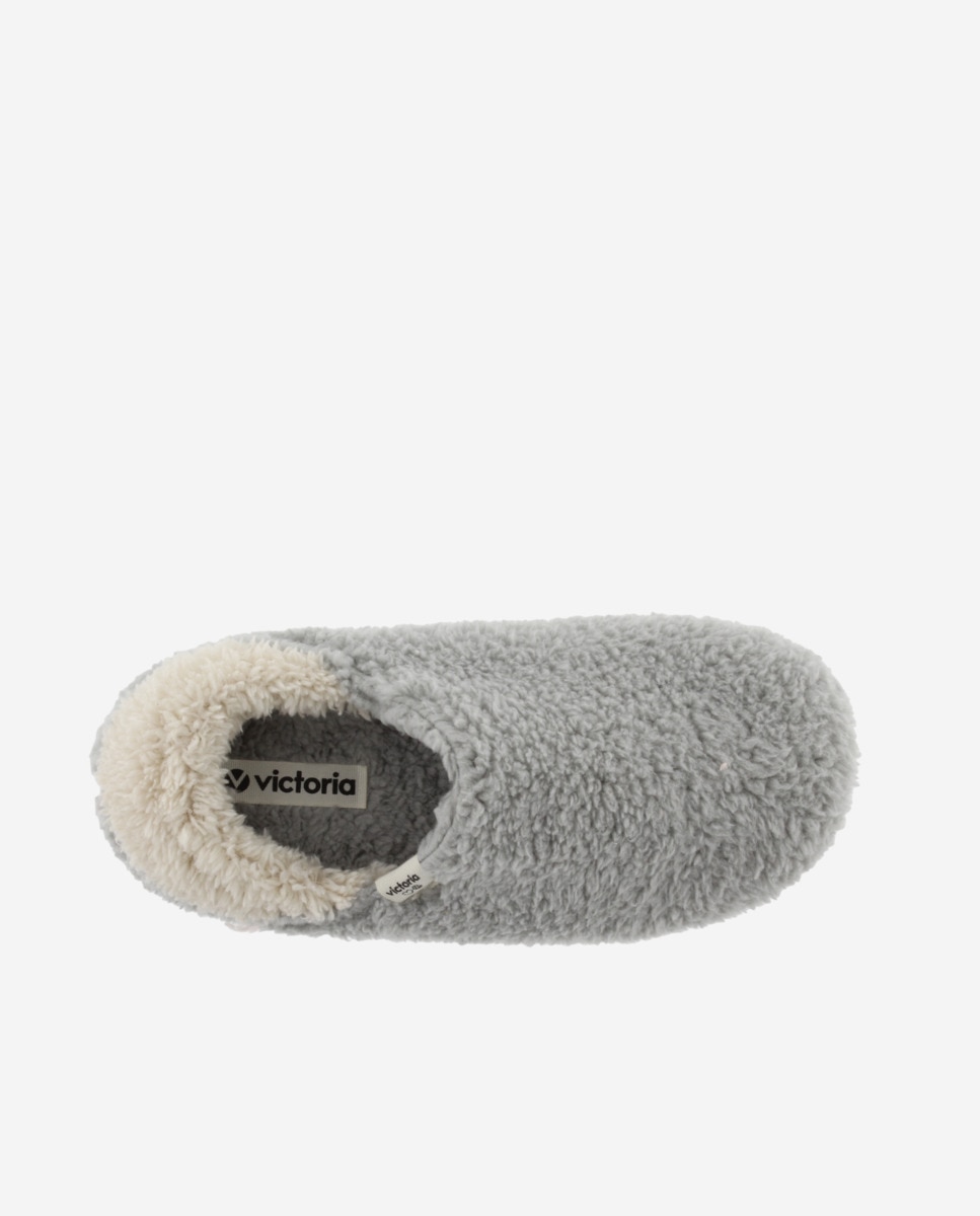 Zapatillas de casa cerradas de mujer de borreguito - Victoria - Gris Gris-4