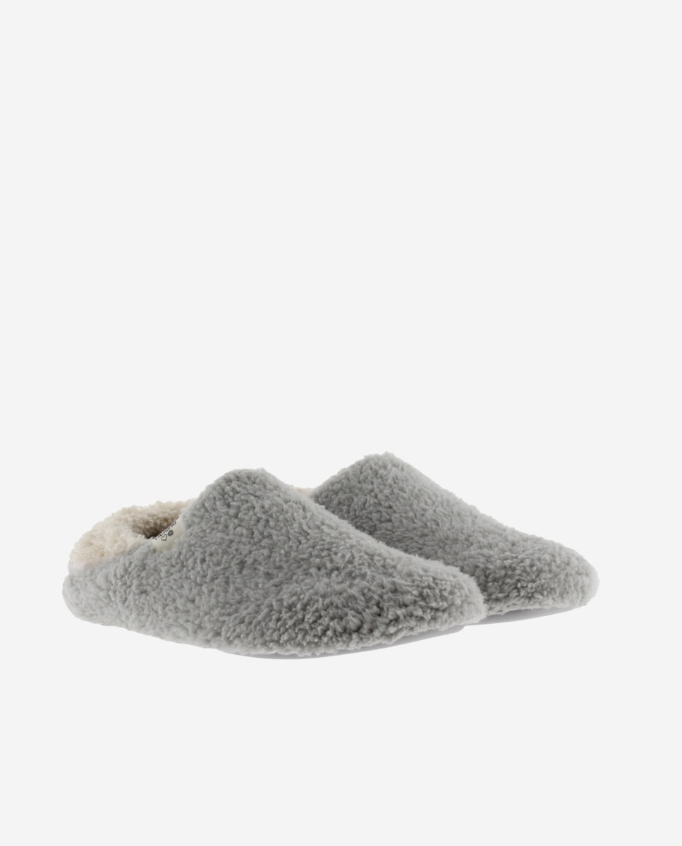 Zapatillas de casa cerradas de mujer de borreguito - Victoria - Gris Gris-5
