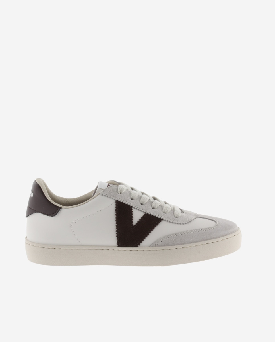 Zapatillas deportivas unisex con piezas de color y serraje - Victoria - Marrón chocolate Marrón chocolate-1