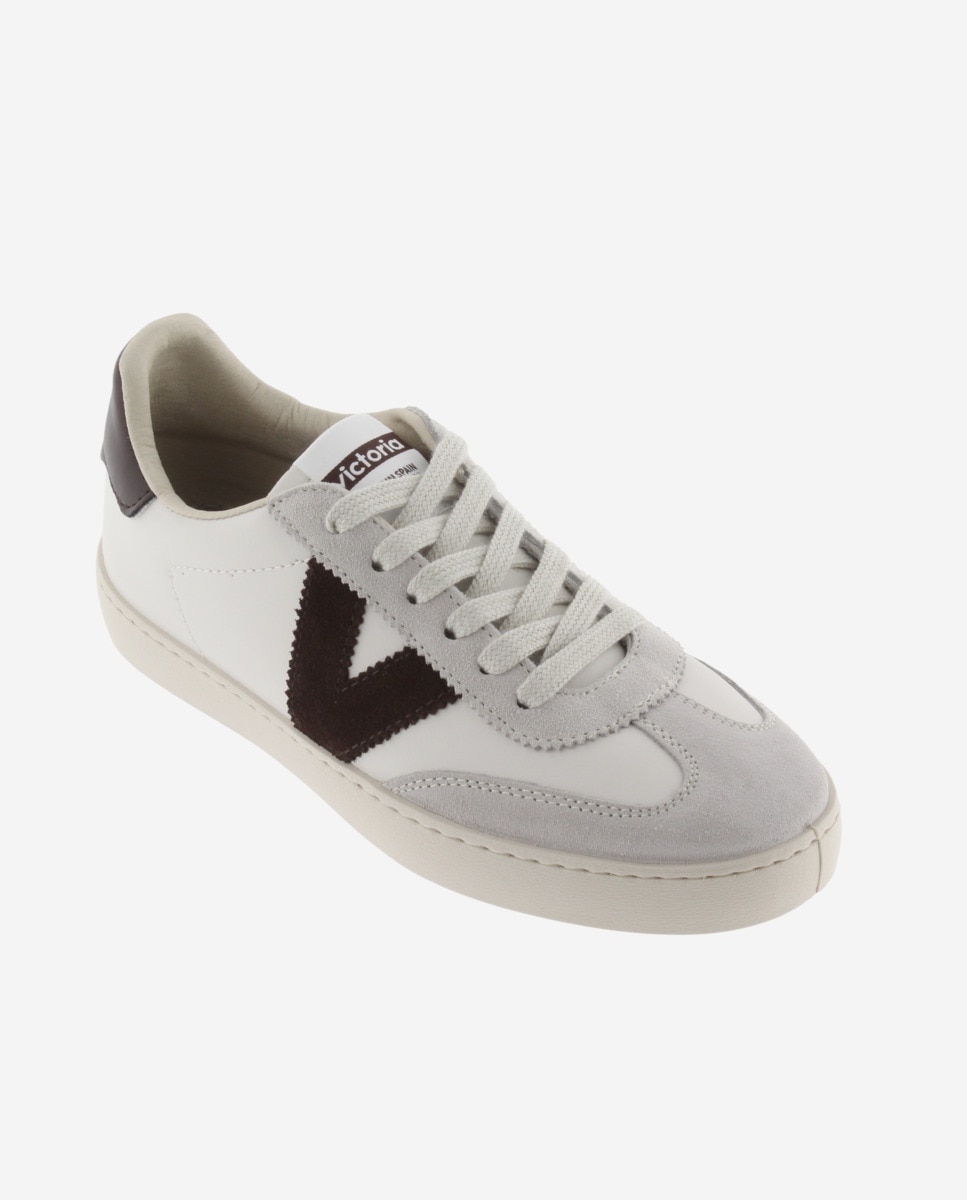 Zapatillas deportivas unisex con piezas de color y serraje - Victoria - Marrón chocolate Marrón chocolate-3