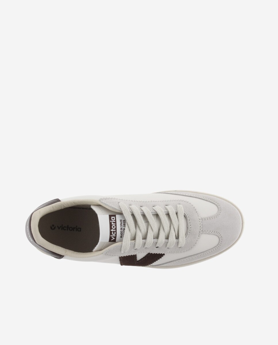 Zapatillas deportivas unisex con piezas de color y serraje - Victoria - Marrón chocolate Marrón chocolate-4
