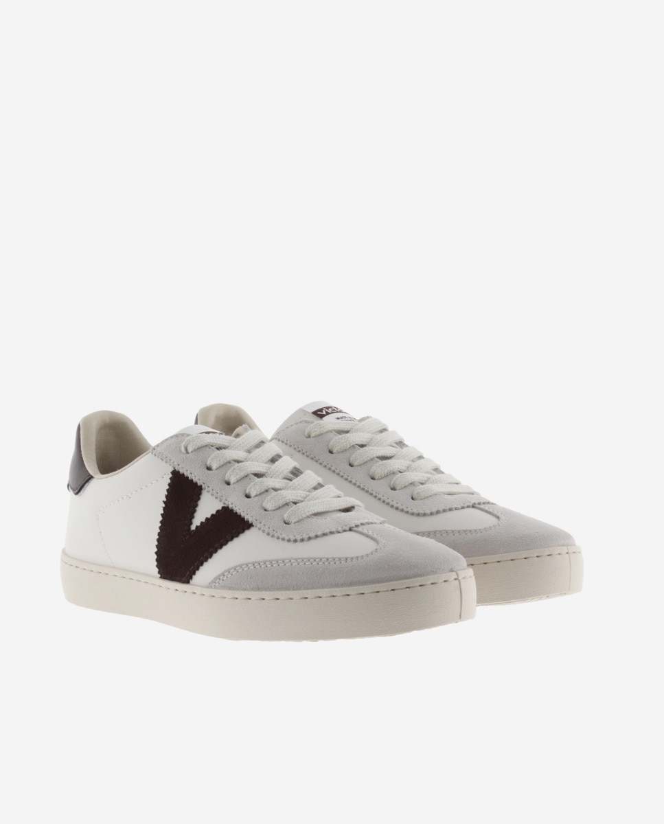 Zapatillas deportivas unisex con piezas de color y serraje - Victoria - Marrón chocolate Marrón chocolate-5