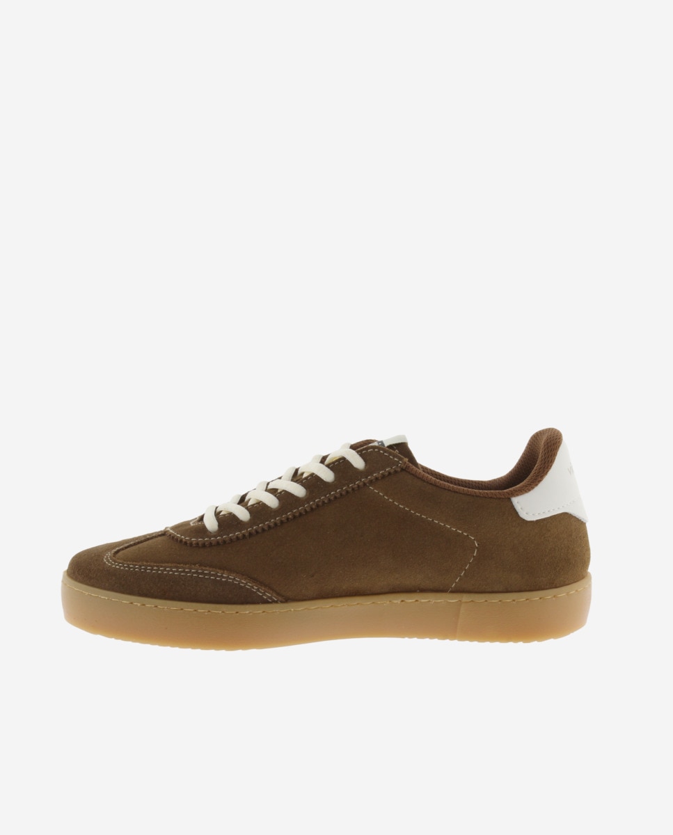 Victoria - Zapatillas de serraje de mujer con piezas en contraste y suela color caramelo.