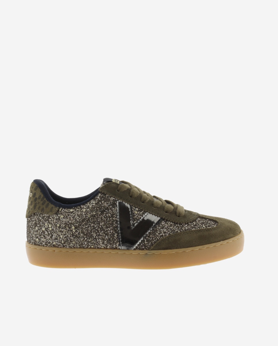 Zapatillas de serraje de mujer estilo retro con suela color caramelo - Victoria - Kaki Kaki-1