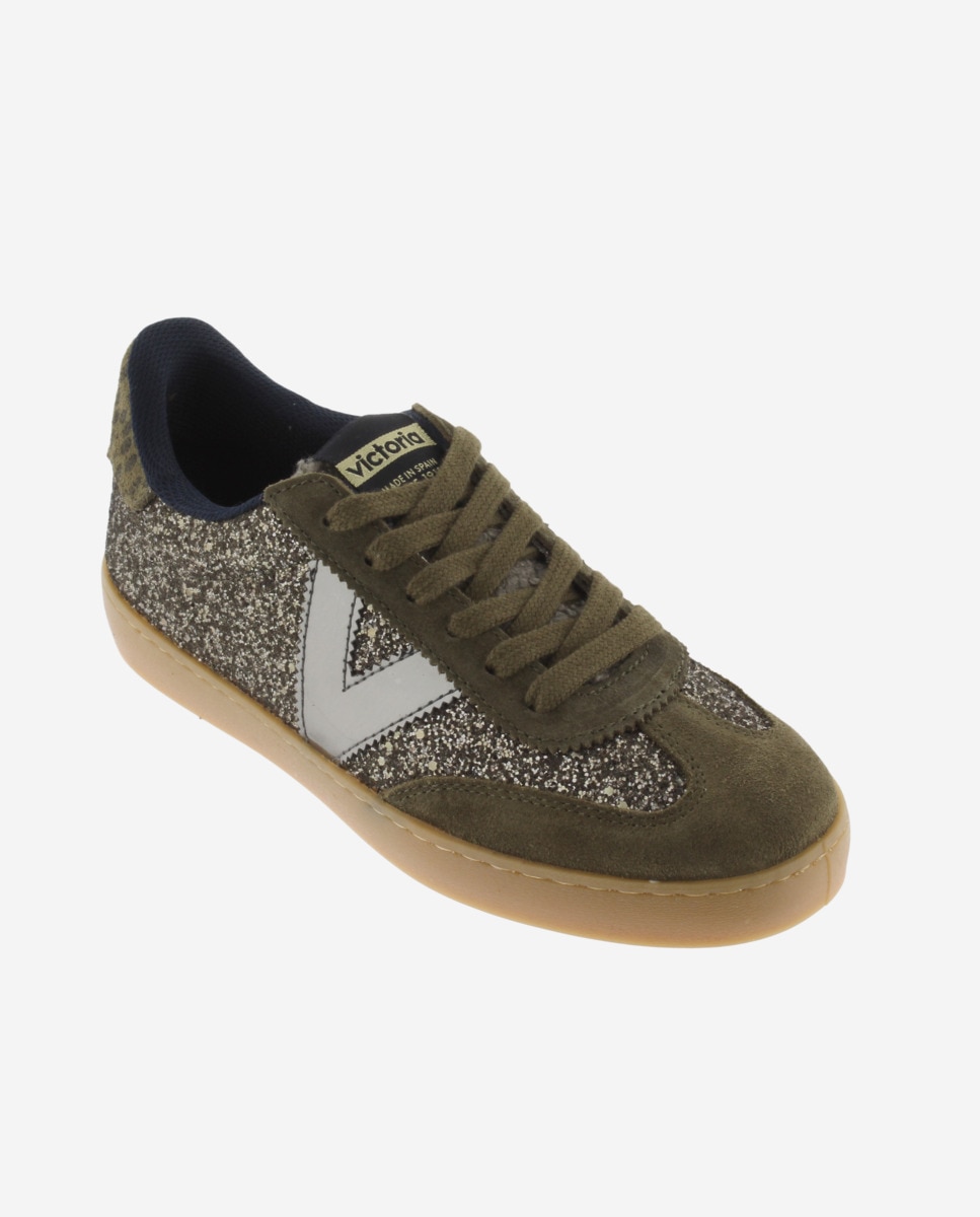 Zapatillas de serraje de mujer estilo retro con suela color caramelo - Victoria - Kaki Kaki-3