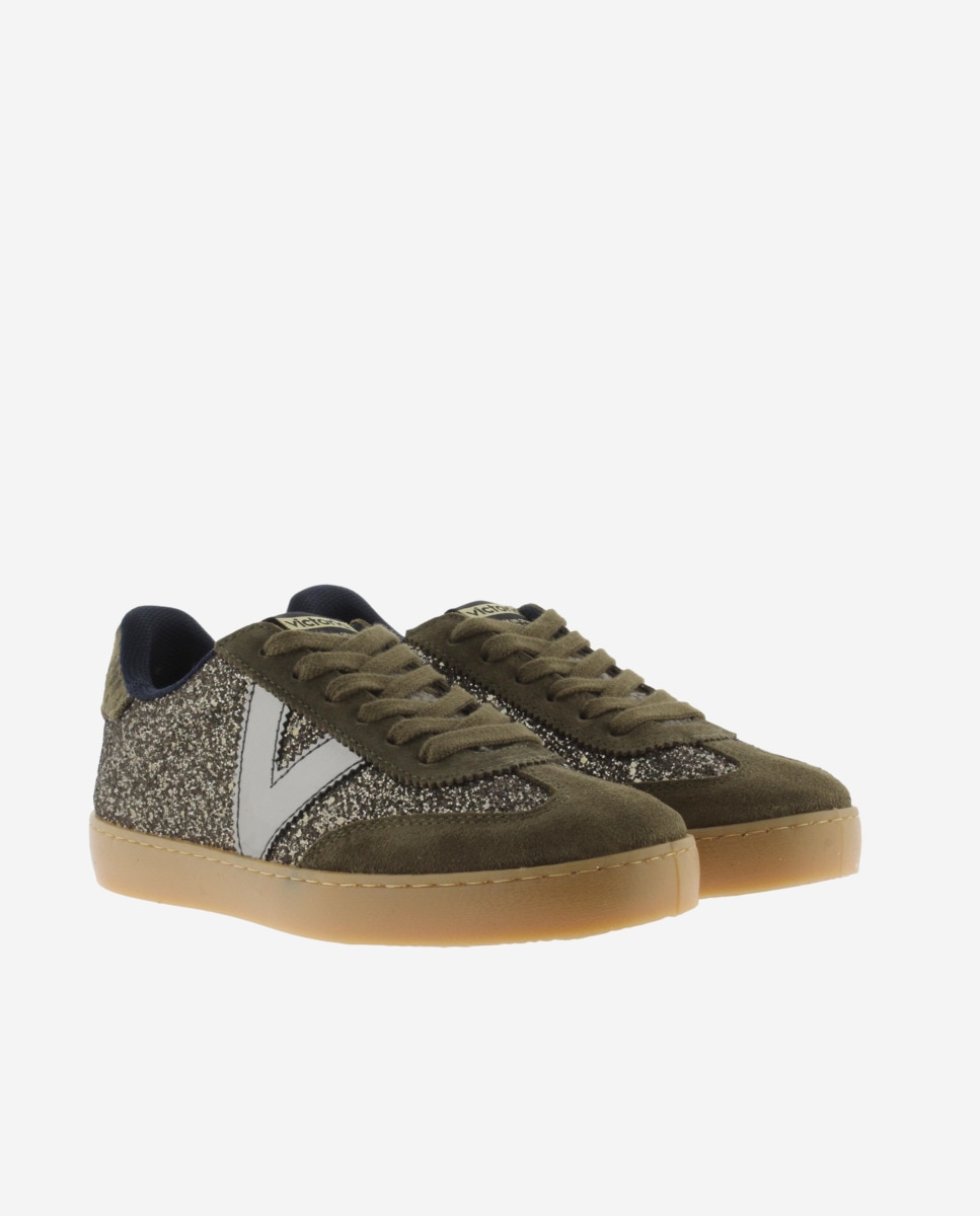 Zapatillas de serraje de mujer estilo retro con suela color caramelo - Victoria - Kaki Kaki-5