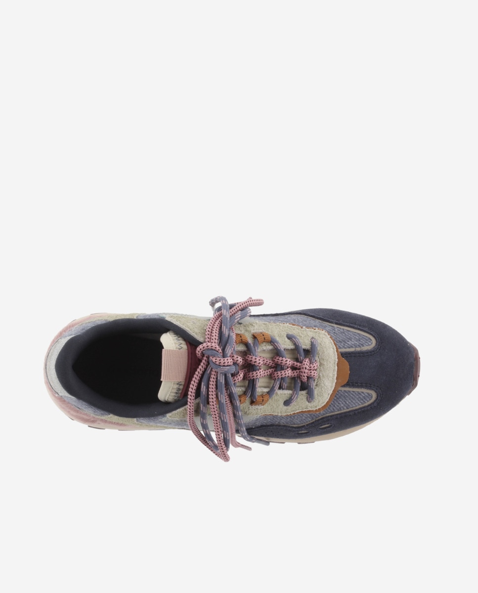 Zapatillas deportivas de mujer con piezas de serraje y suela dentada - Victoria - Azul marino Azul marino-4