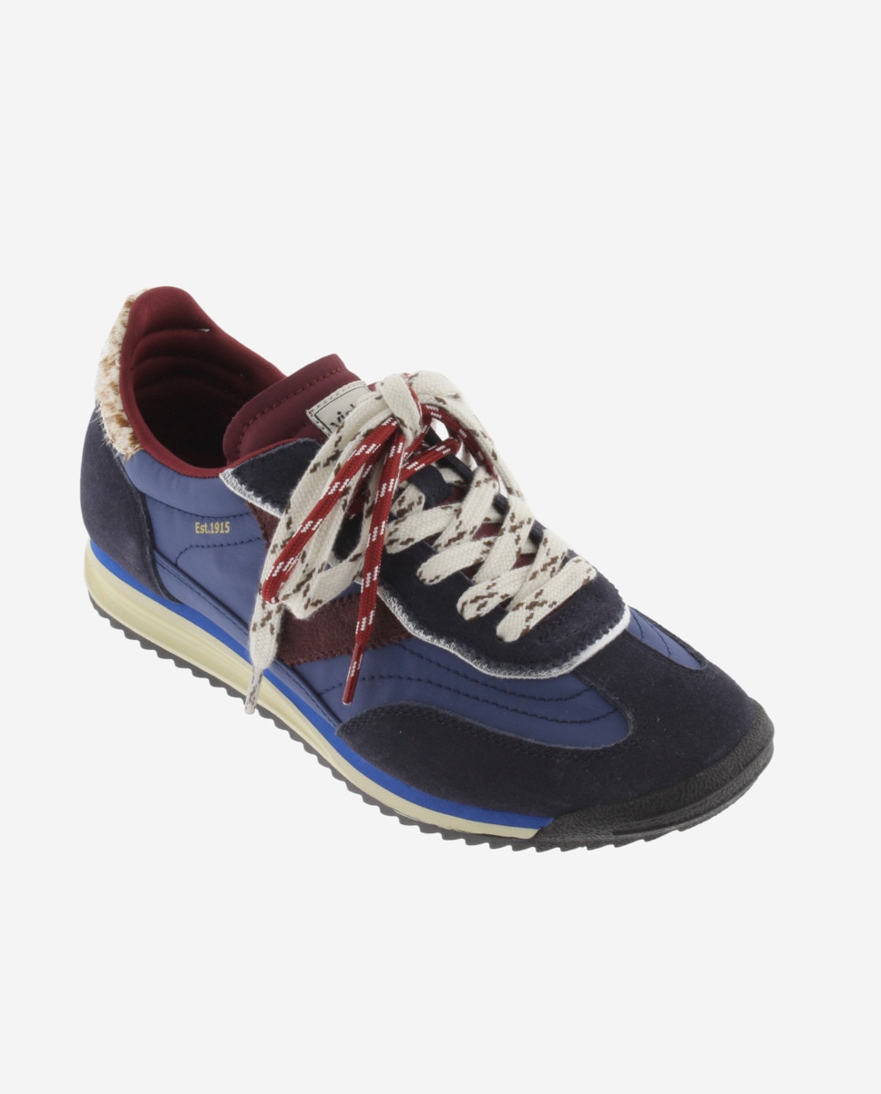 Zapatillas deportivas de mujer de nylon con piezas de serraje y suela en sierra - Victoria - Azul marino Azul marino-3