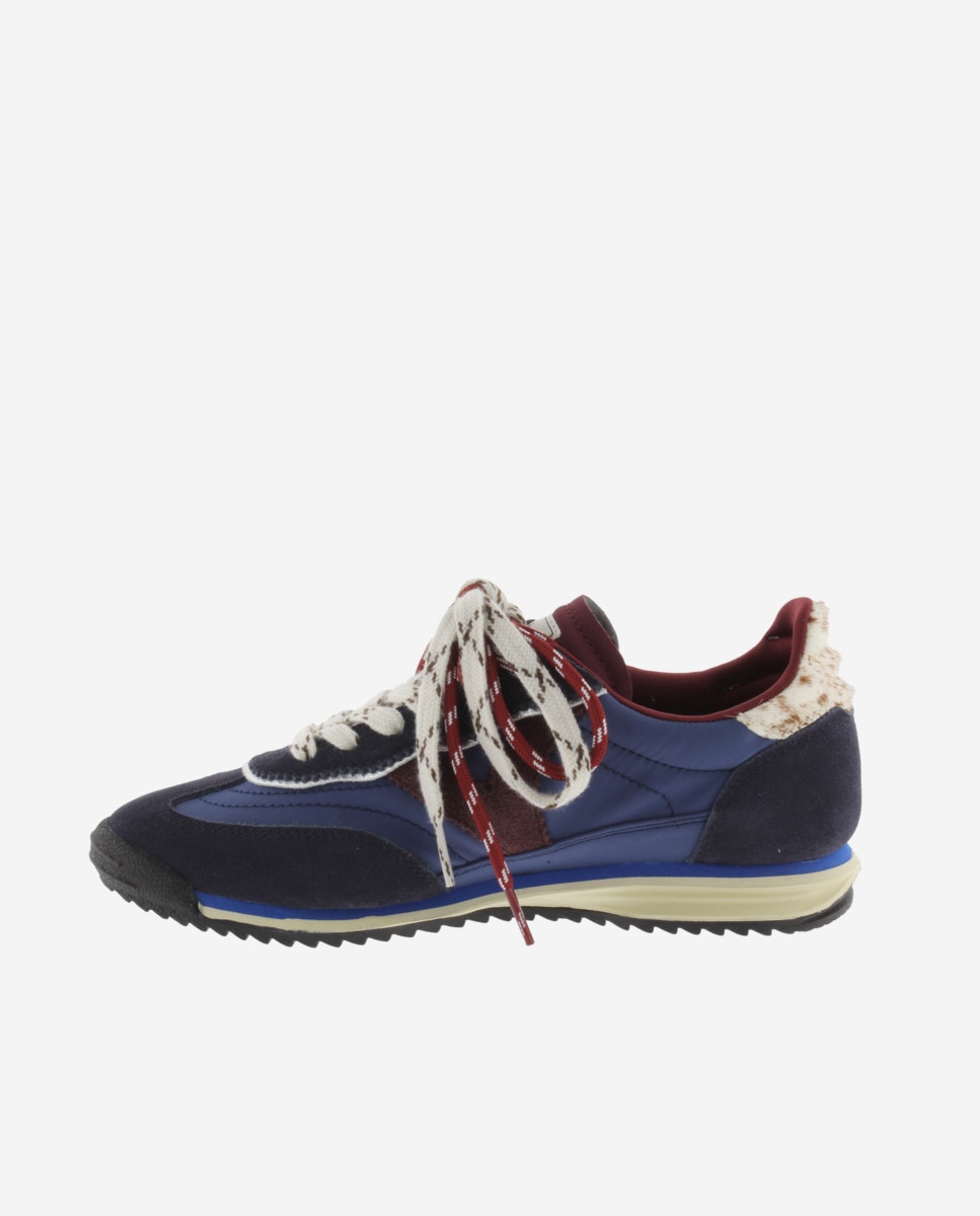 Zapatillas deportivas de mujer de nylon con piezas de serraje y suela en sierra - Victoria - Azul marino Azul marino-2