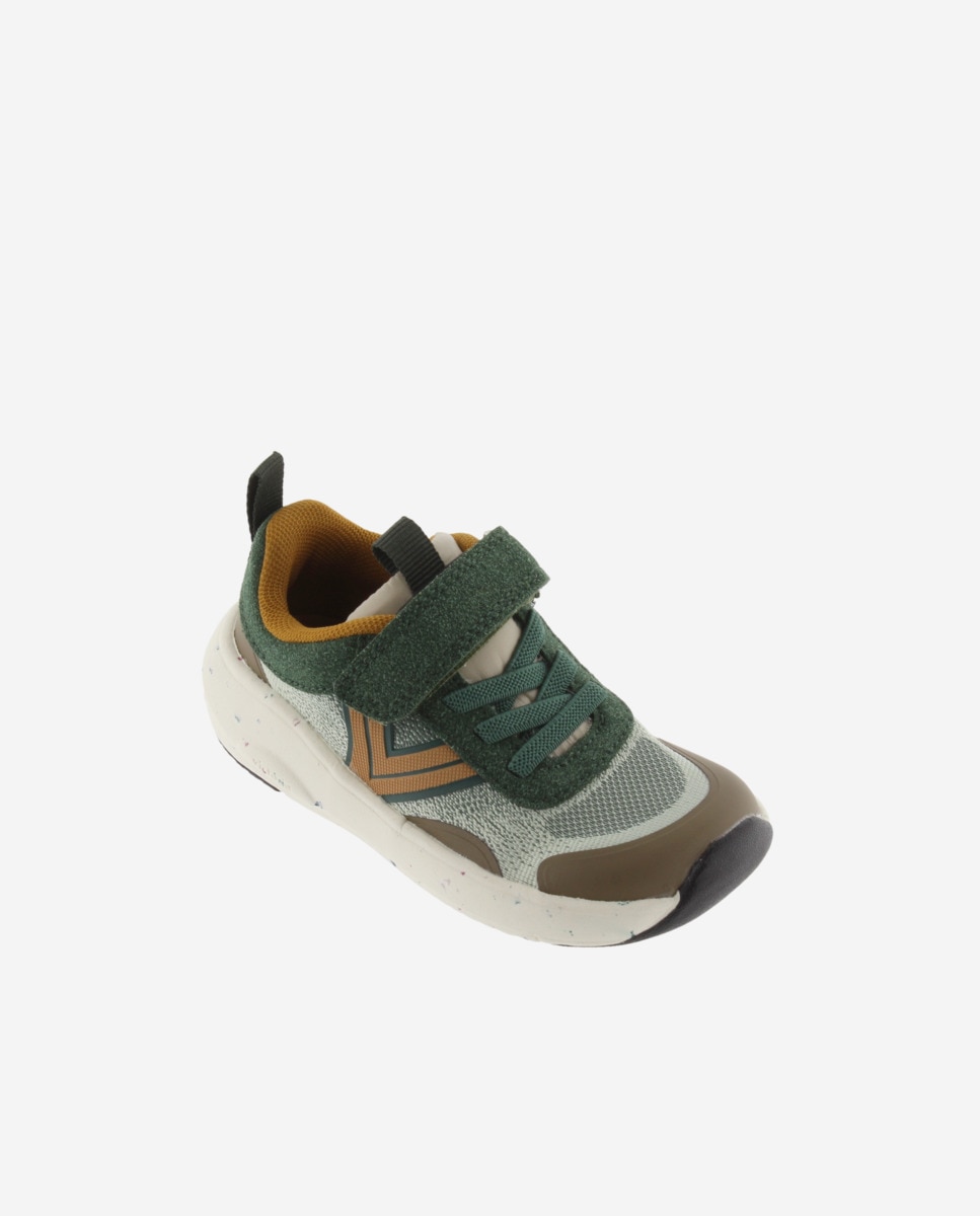 Imagen 2 de Zapatillas de niños barefoot multicolor con cordón elástico y tira adherente - Victoria - Verde oscuro Verde oscuro