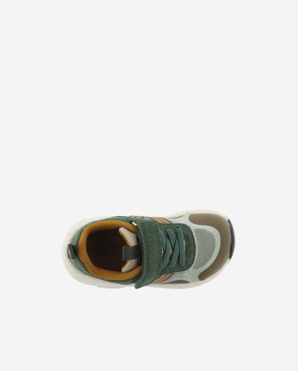 Imagen 4 de Zapatillas de niños barefoot multicolor con cordón elástico y tira adherente - Victoria - Verde oscuro Verde oscuro