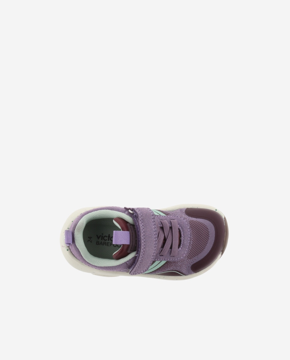 Imagen 4 de Zapatillas de niños barefoot multicolor con cordón elástico y tira adherente - Victoria - Malva Malva