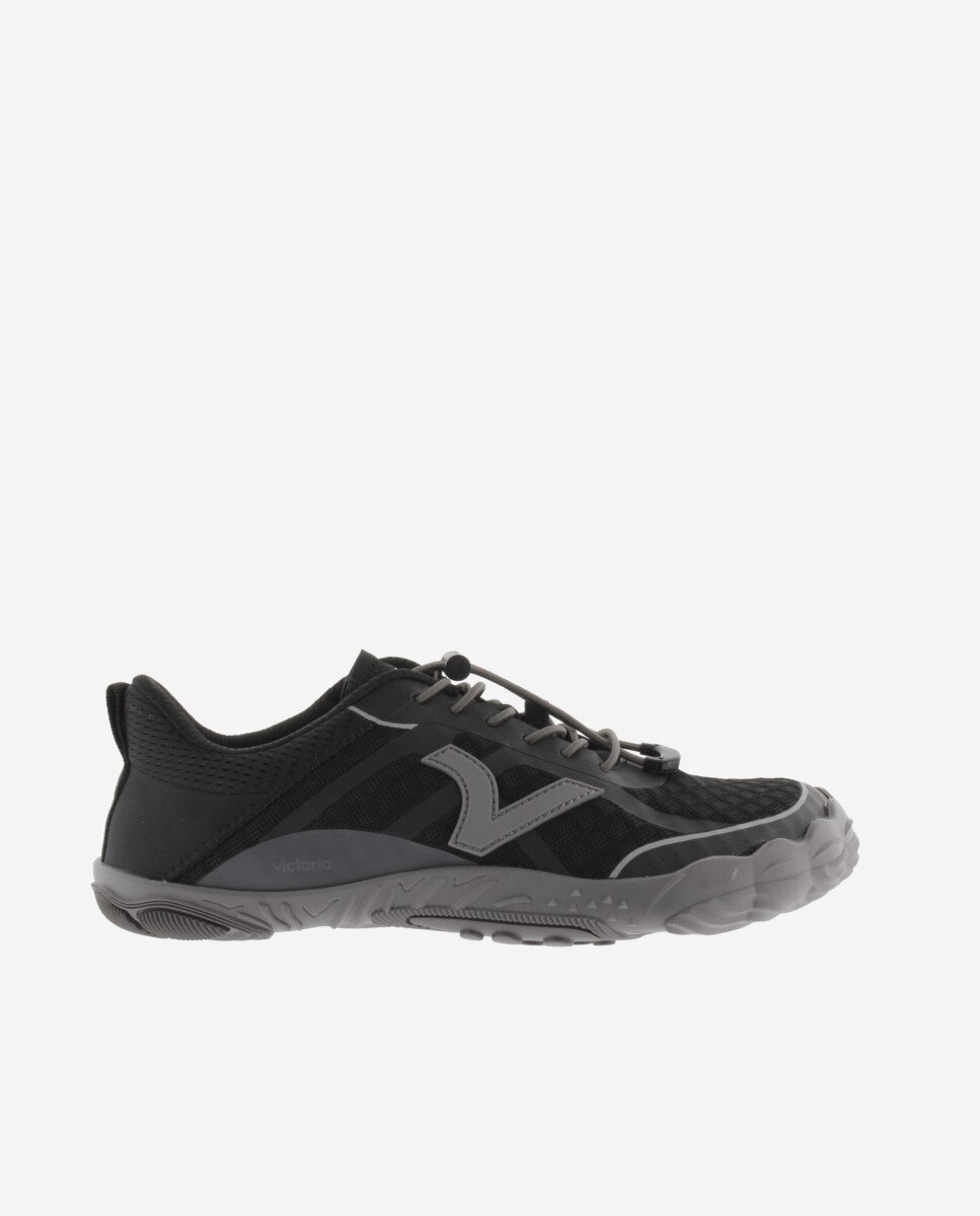 Zapatillas deportivas unisex barefoot monocolor con cordones elásticos - Victoria - Negro Negro-1