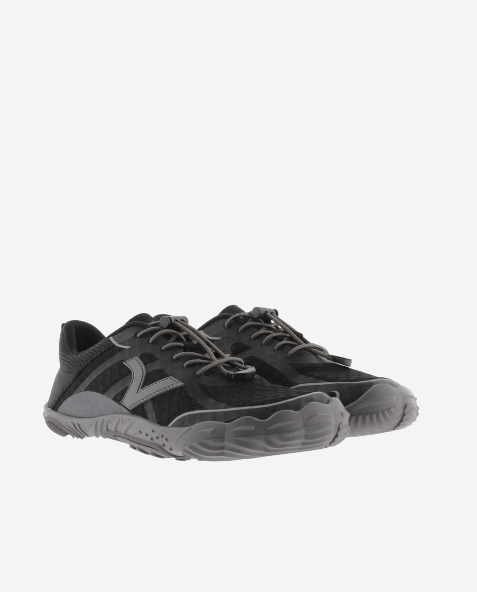 Zapatillas deportivas unisex barefoot monocolor con cordones elásticos - Victoria - Negro Negro-5