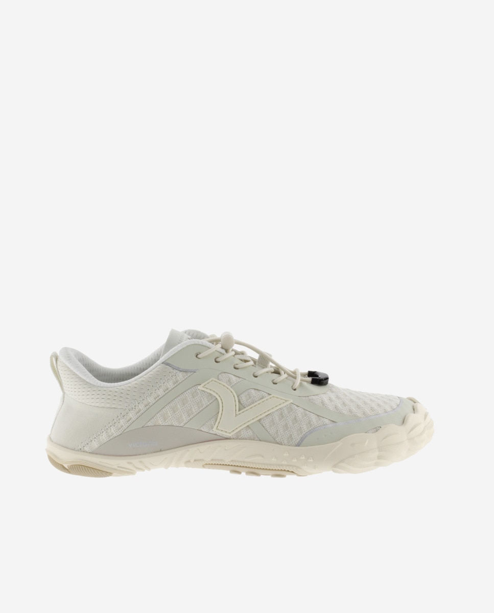Zapatillas deportivas unisex barefoot monocolor con cordones elásticos - Victoria - Blanco Blanco-1