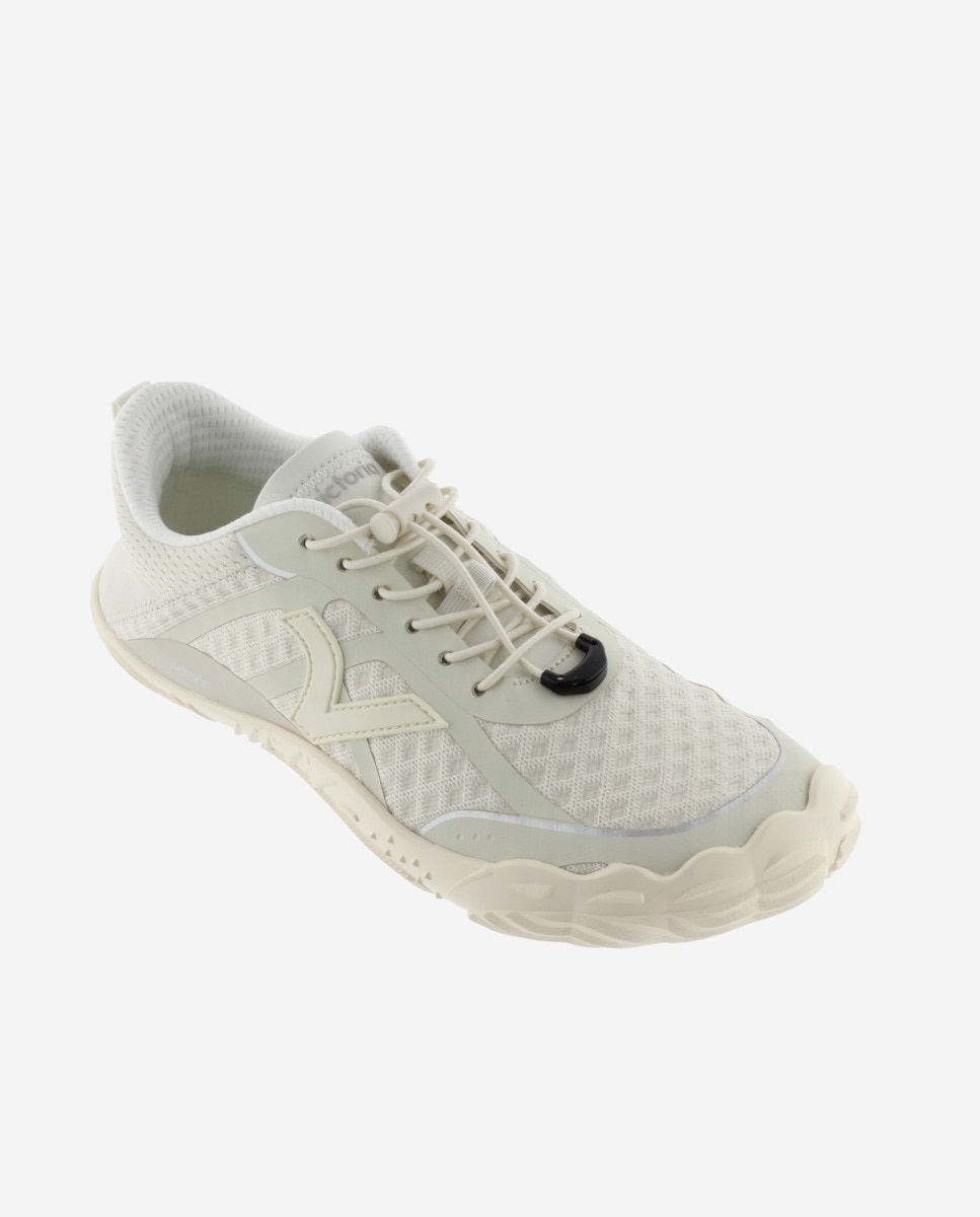 Zapatillas deportivas unisex barefoot monocolor con cordones elásticos - Victoria - Blanco Blanco-3