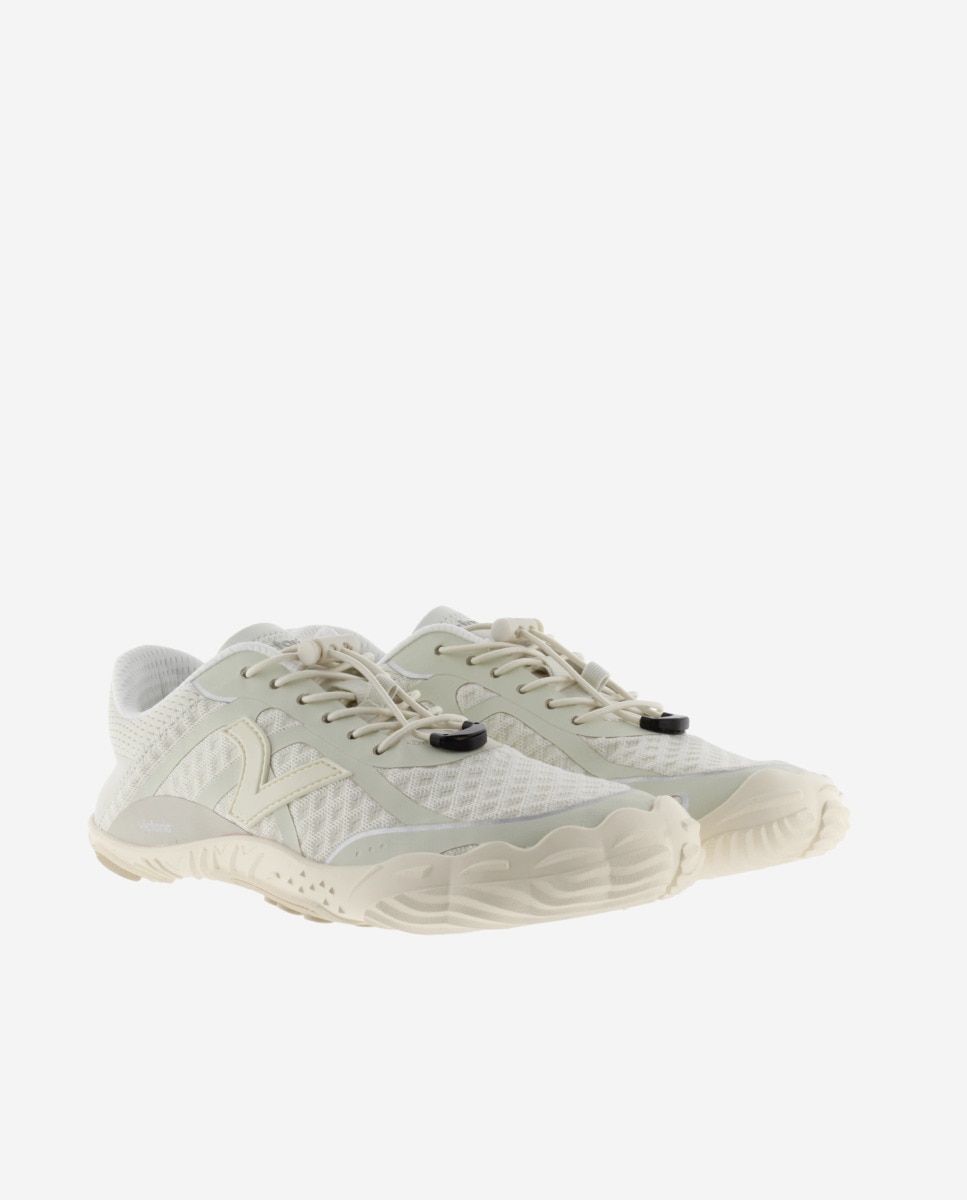 Zapatillas deportivas unisex barefoot monocolor con cordones elásticos - Victoria - Blanco Blanco-5