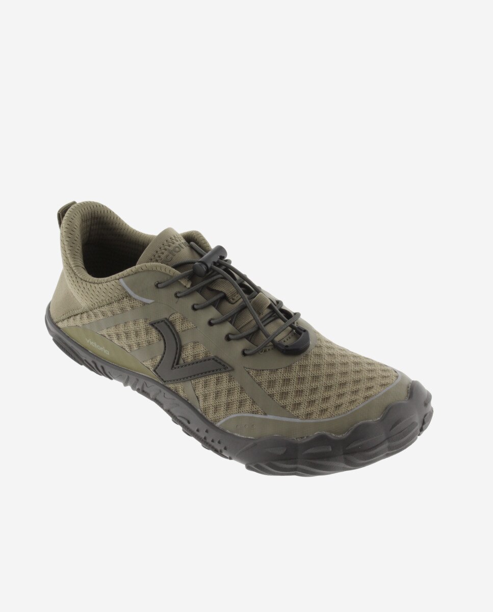 Zapatillas deportivas unisex barefoot monocolor con cordones elásticos - Victoria - Kaki Kaki-3