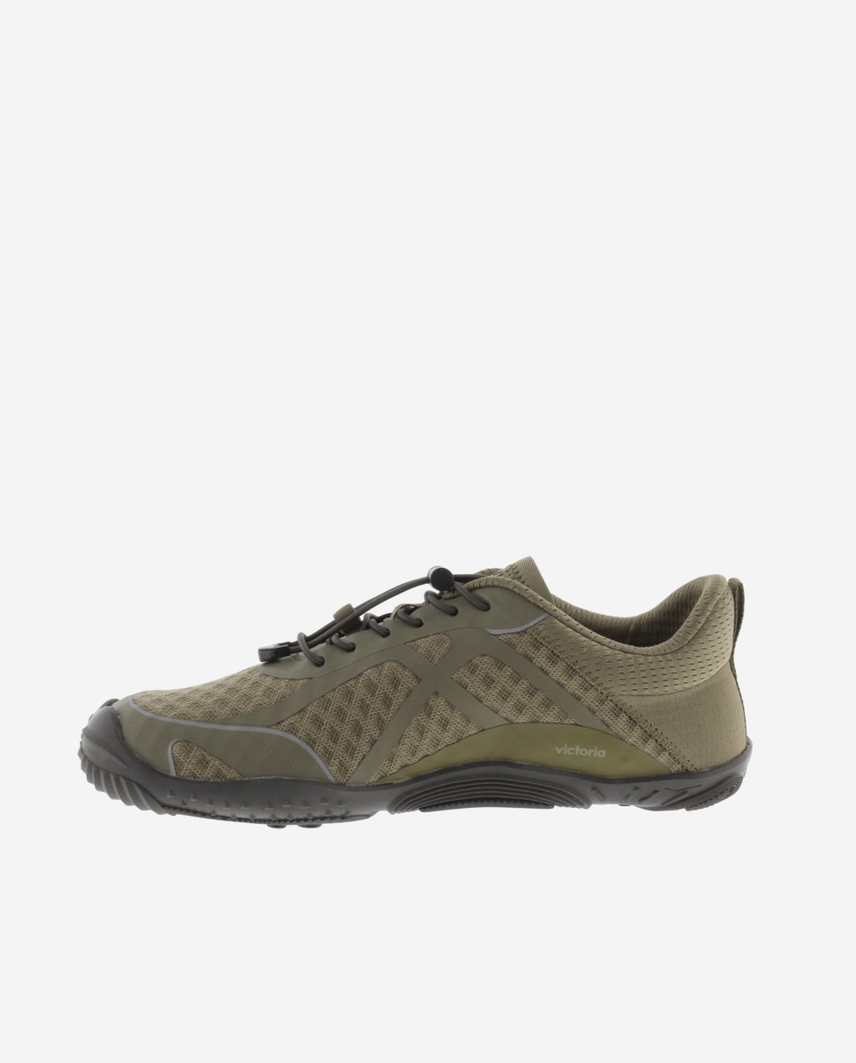Zapatillas deportivas unisex barefoot monocolor con cordones elásticos - Victoria - Kaki Kaki-2