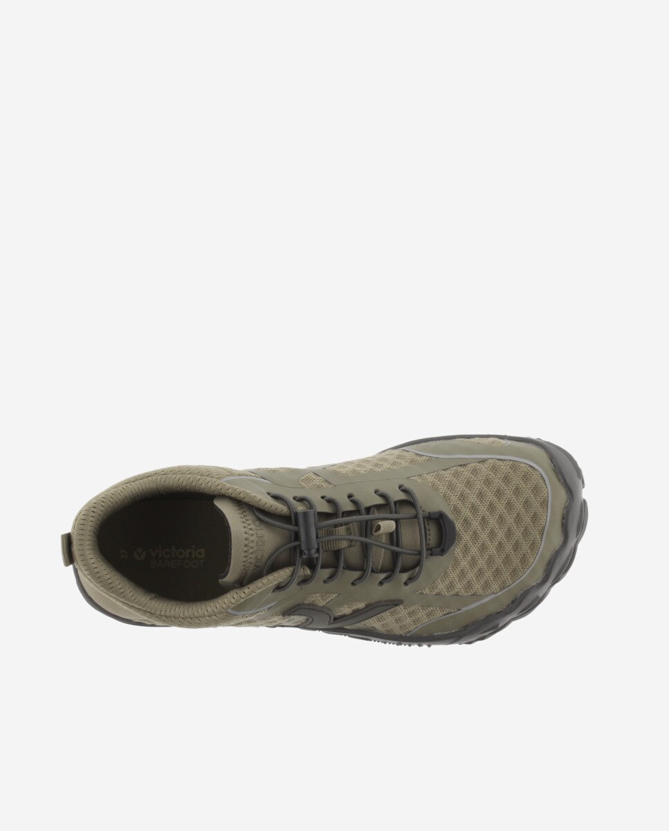 Zapatillas deportivas unisex barefoot monocolor con cordones elásticos - Victoria - Kaki Kaki-4