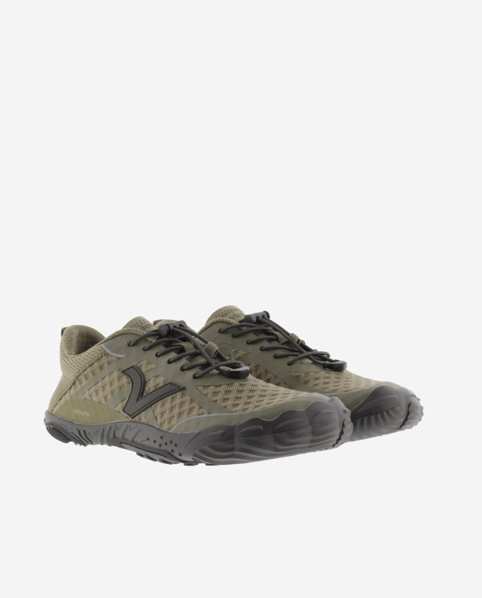 Zapatillas deportivas unisex barefoot monocolor con cordones elásticos - Victoria - Kaki Kaki-5