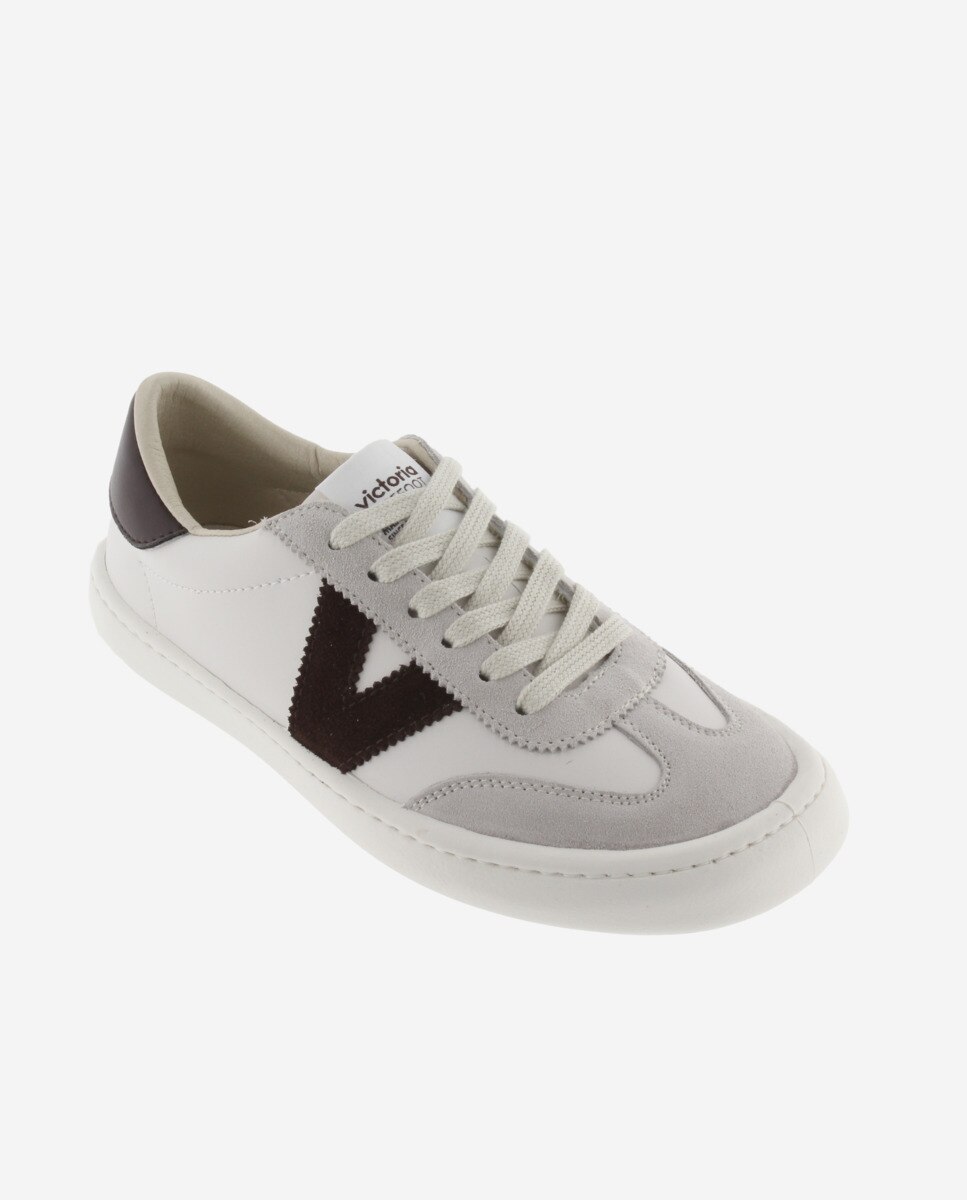 Zapatillas bajas de mujer barefoot con piezas de color y serraje en contraste - Victoria - Marrón chocolate Marrón chocolate-3