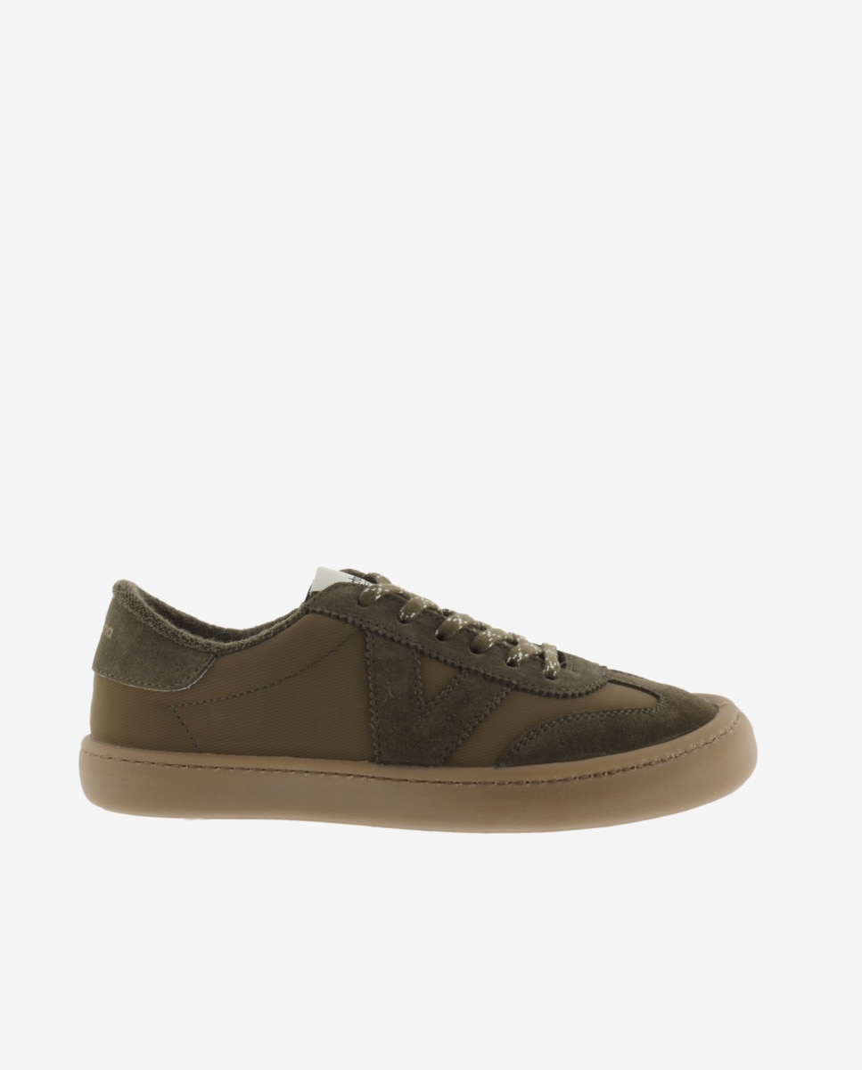Zapatillas deportivas unisex barefoot de nylon con piezas de serraje al tono - Victoria - Kaki Kaki-1