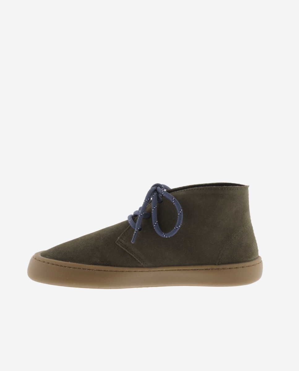 Botines unisex barefoot de serraje con cordones redondos y suela caramelo - Victoria - Kaki Kaki-2