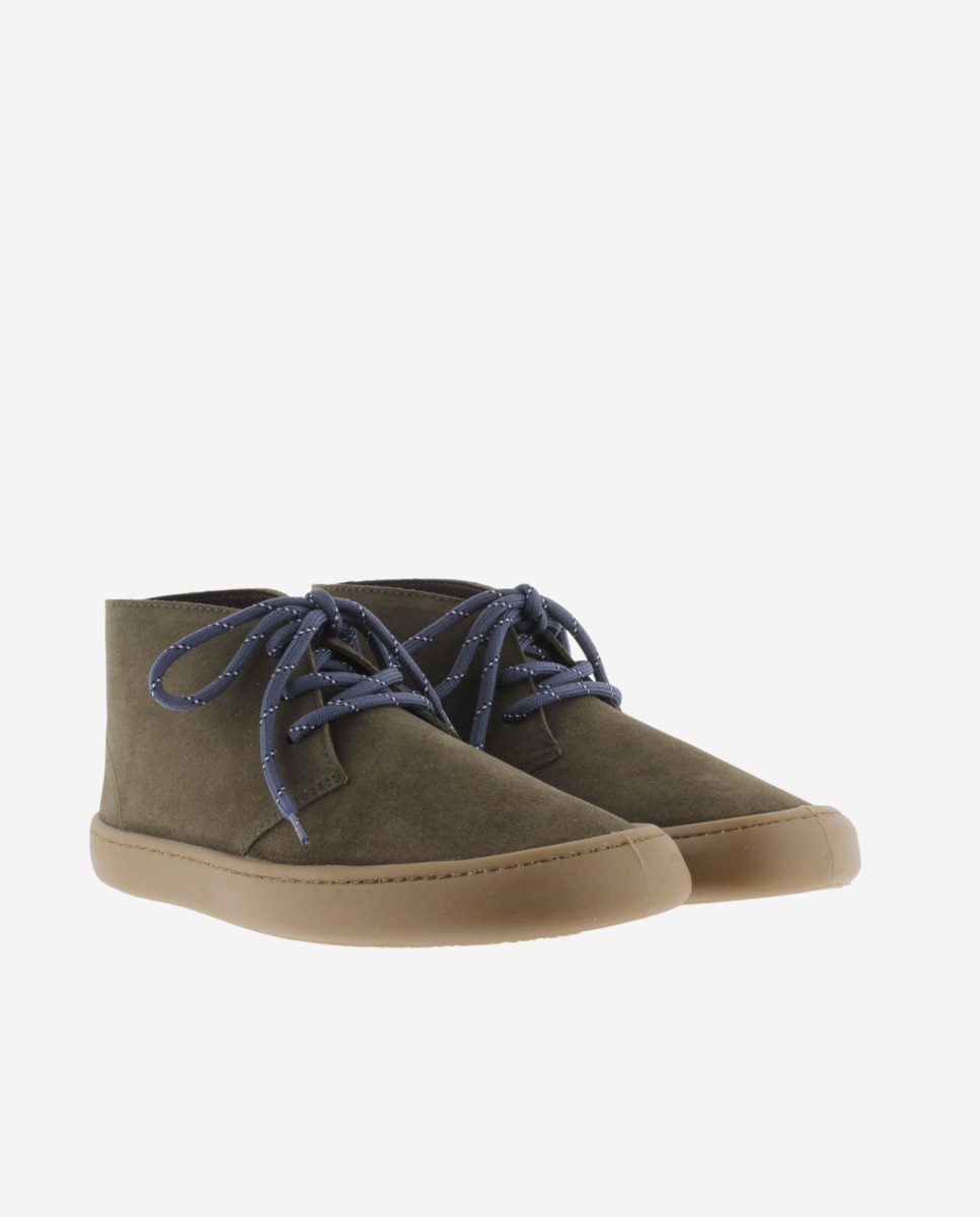 Botines unisex barefoot de serraje con cordones redondos y suela caramelo - Victoria - Kaki Kaki-5