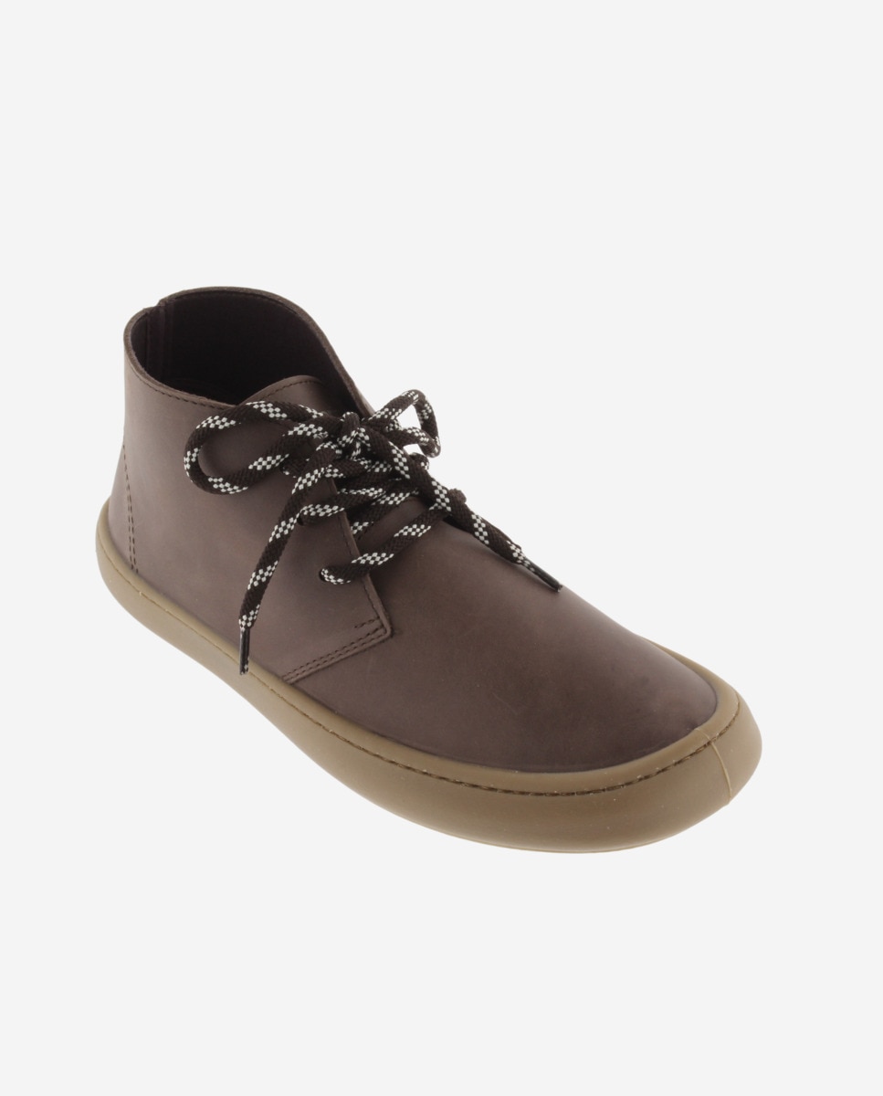 Botines unisex barefoot de piel con cordones redondos y suela caramelo - Victoria - Marrón Marrón-3