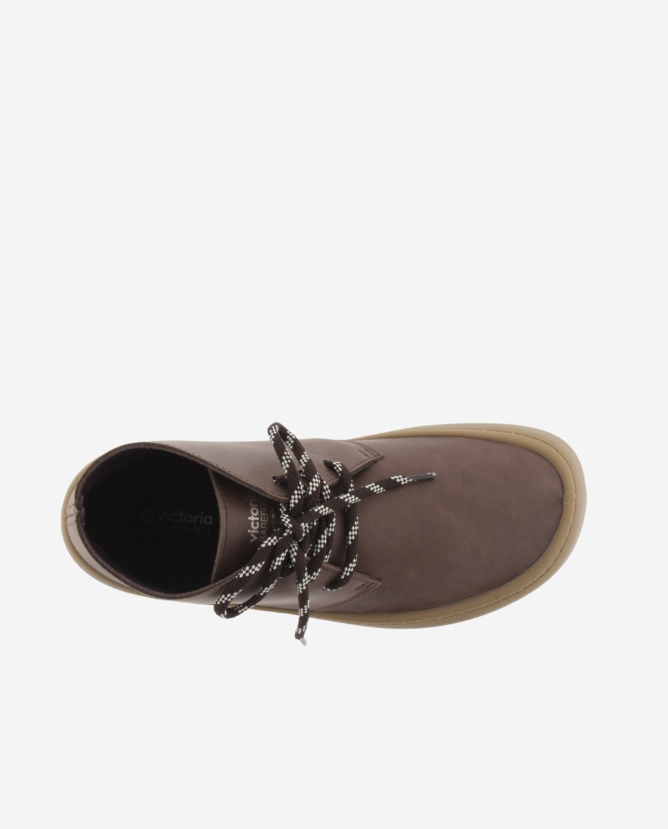 Botines unisex barefoot de piel con cordones redondos y suela caramelo - Victoria - Marrón Marrón-4