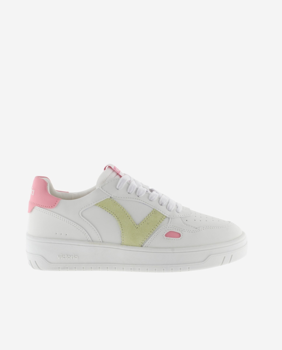 Victoria - Zapatillas deportivas de mujer con piezas flúor en contraste.