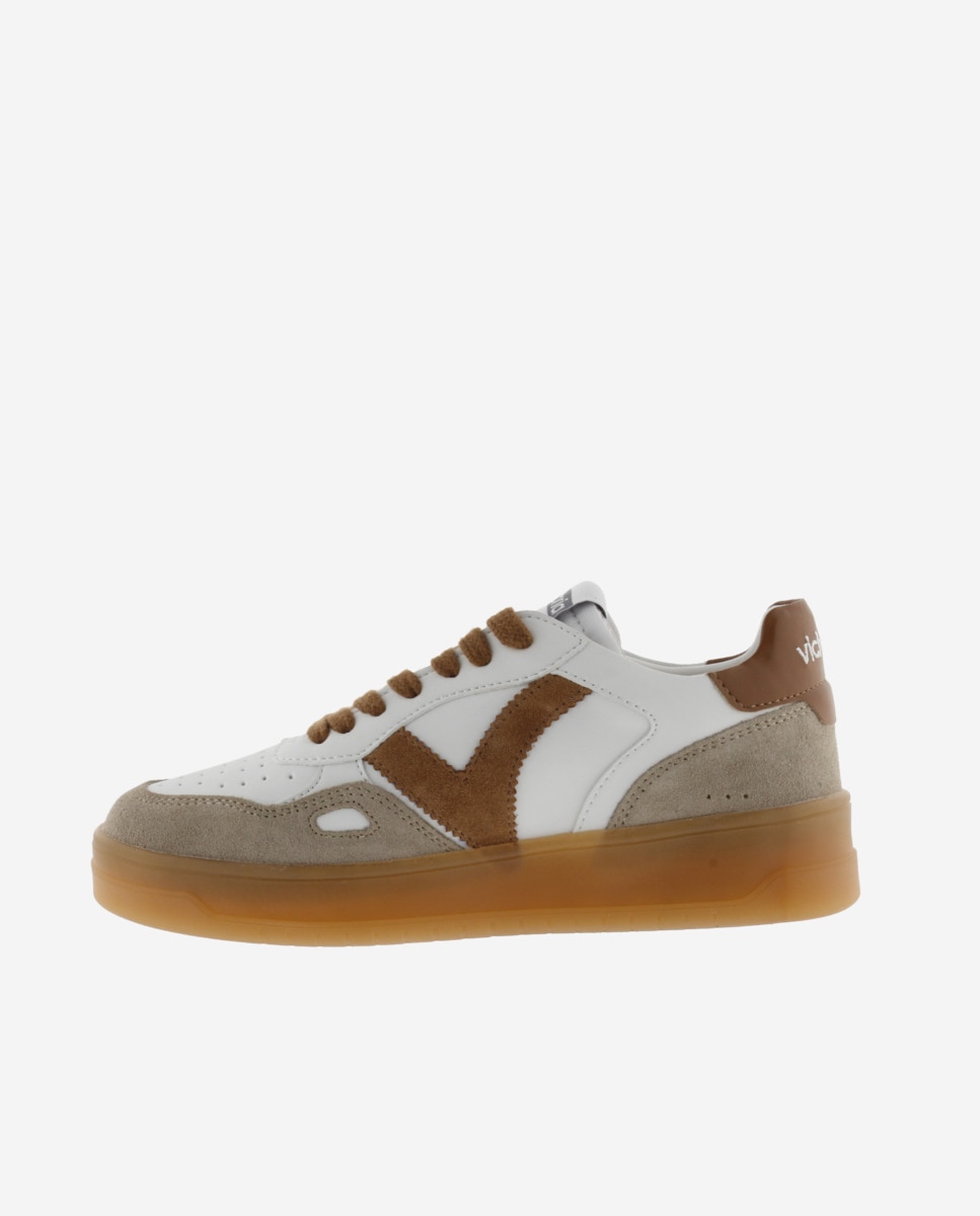 Victoria - Zapatillas deportivas unisex con piezas de color y serraje y suela caramelo.