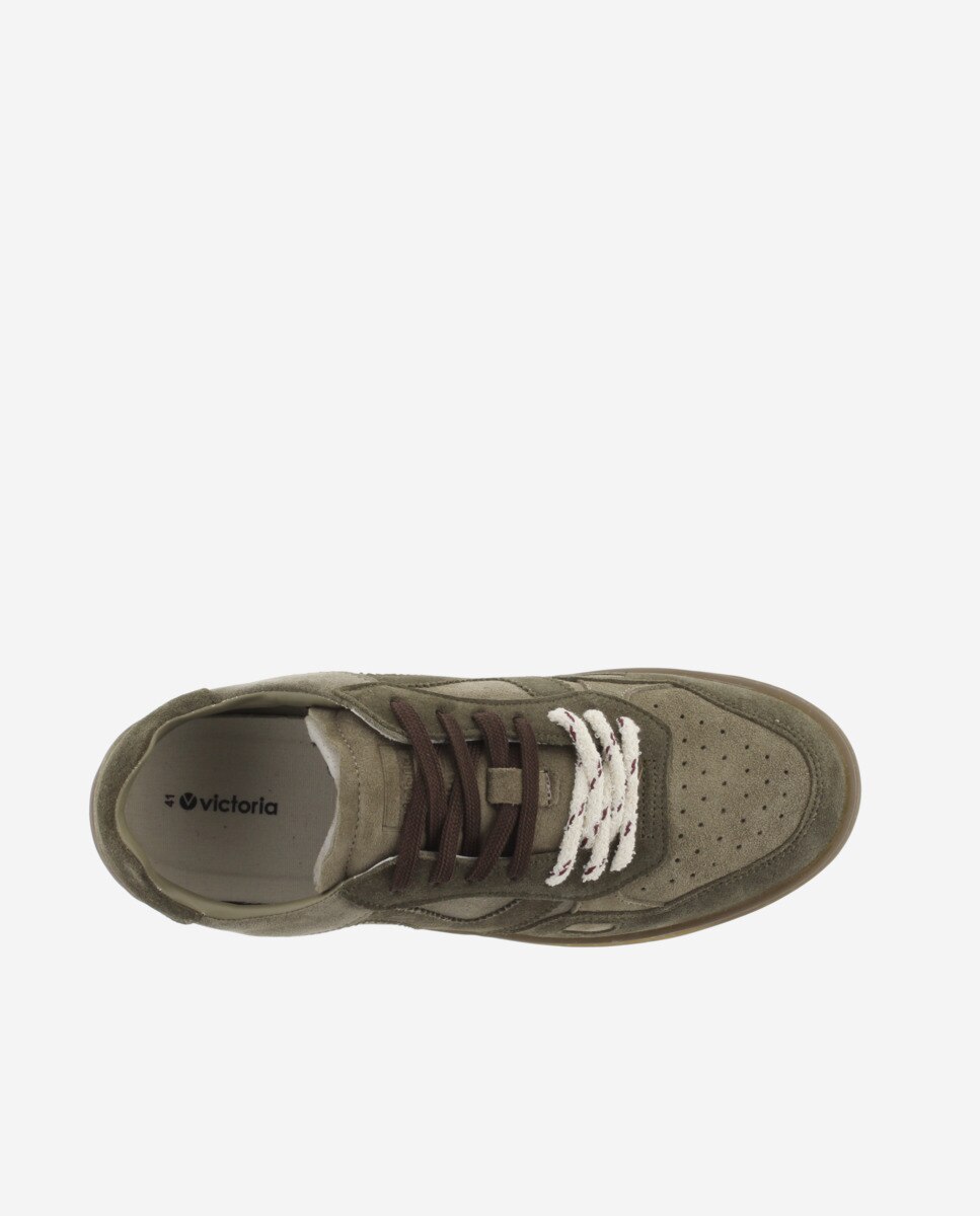 Zapatillas deportivas unisex de serraje con doble cordón - Victoria - Kaki Kaki-4