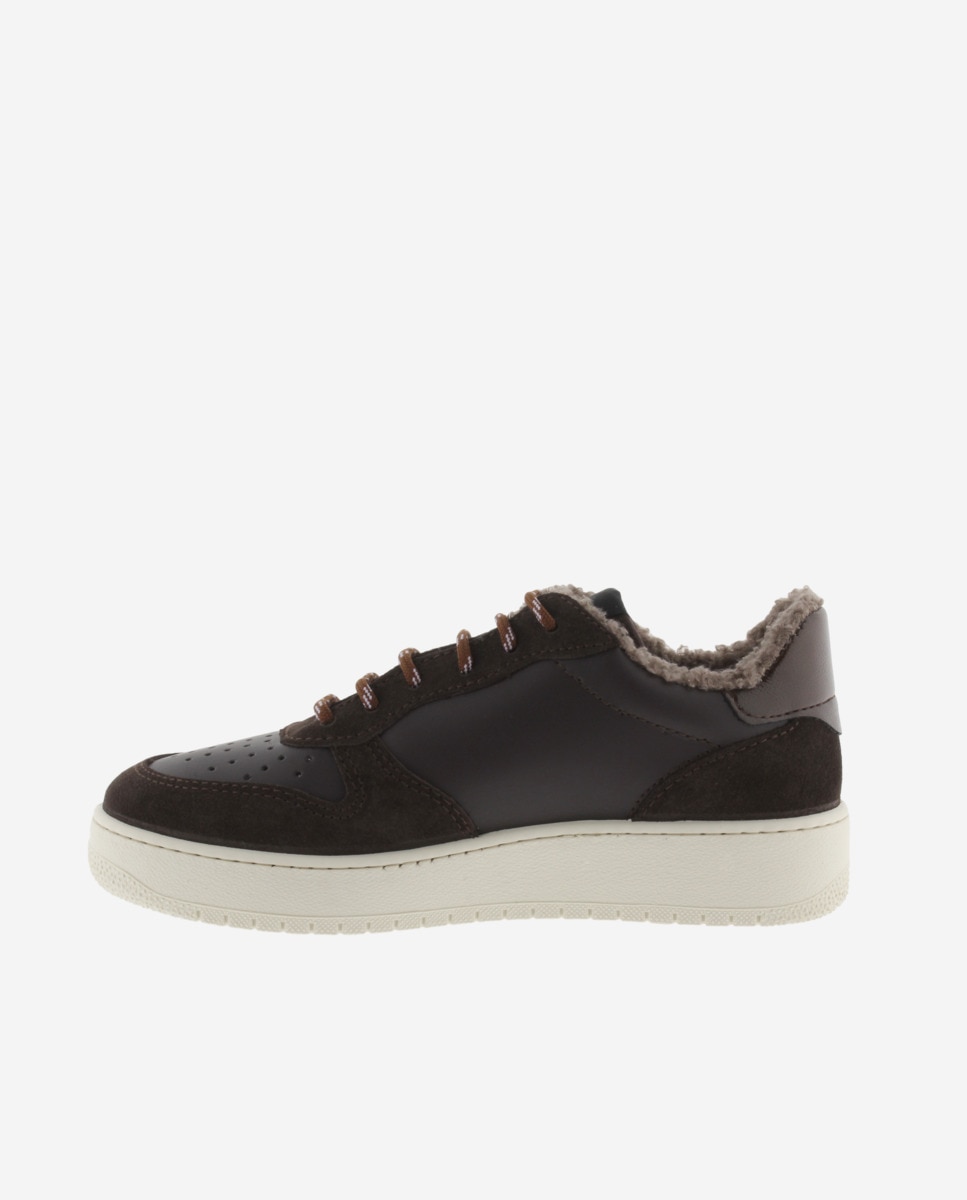 Victoria - Zapatillas deportivas de mujer con piezas de serraje y logotipo de glitter.