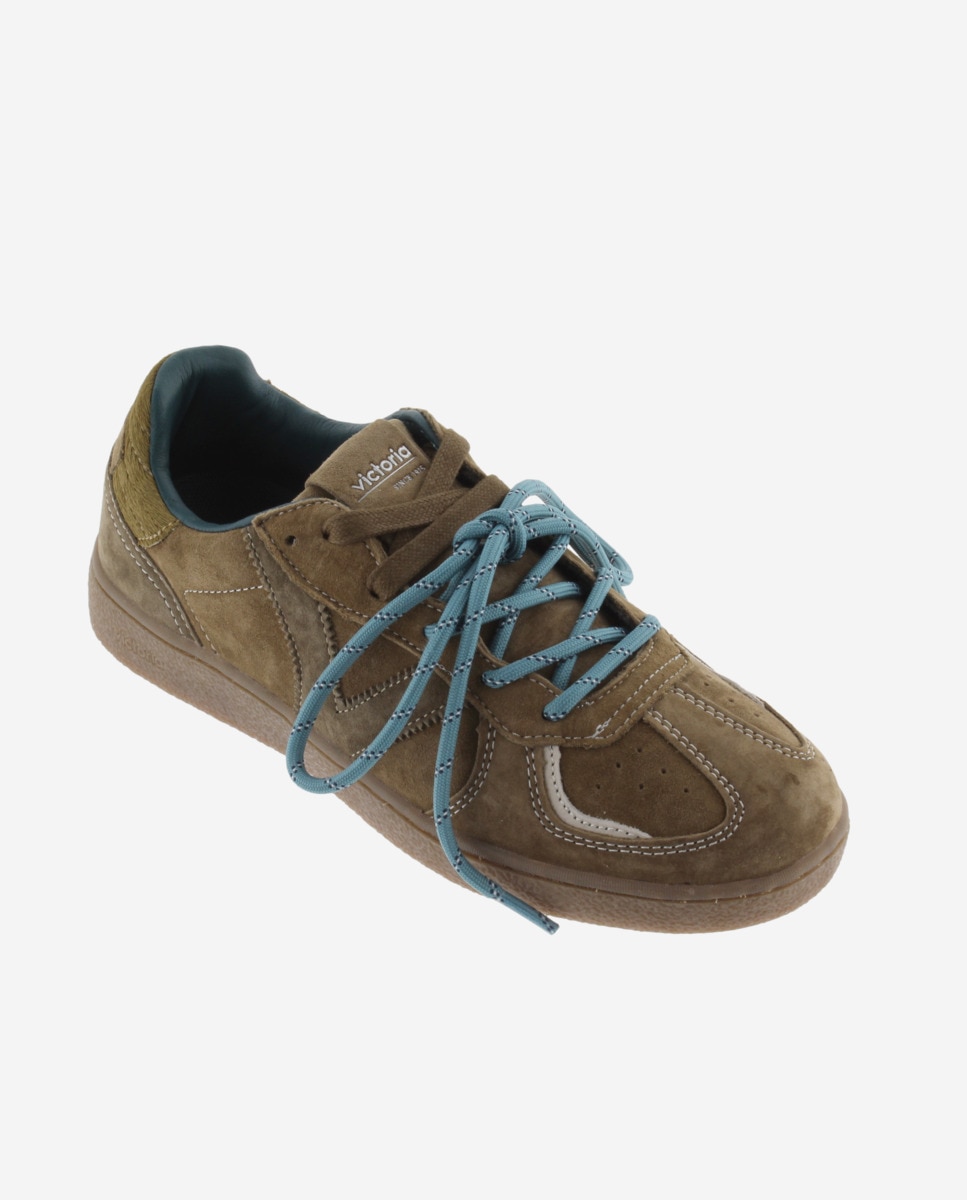 Zapatillas deportivas de mujer de serraje con doble cordón - Victoria - Topo Topo-3